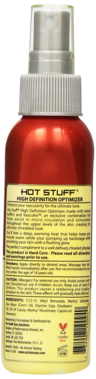 Pro Tan Hot Stuff Instant Vasodilator - 4 fl oz - Pre-Workout Muscle Enhancer for Bodybuilders & Athletes