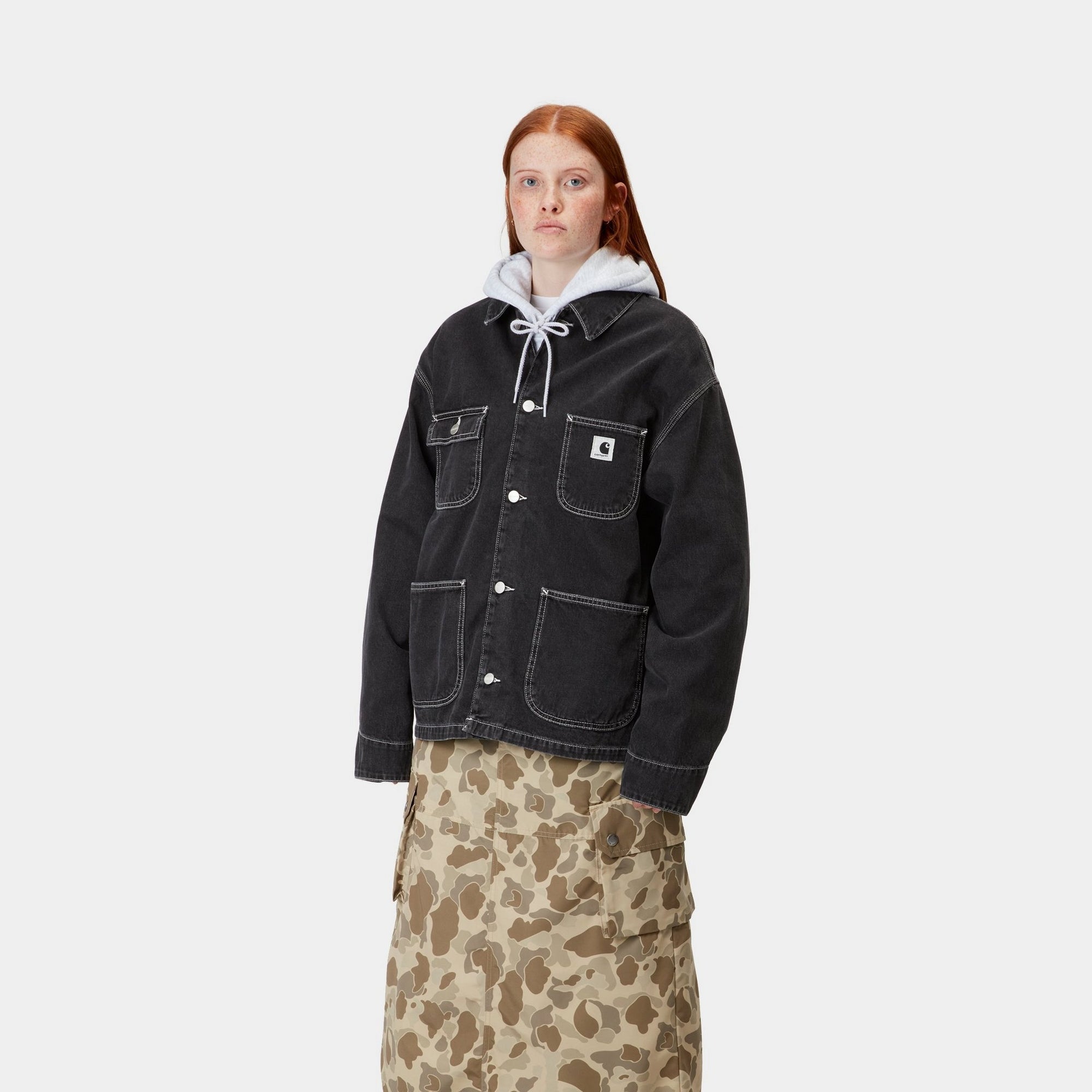 Women's OG Michigan Denim Coat - Spring Jacket in Black (Stone Washed) | Casual Outerwear for Everyday Wear & Outdoor Activities