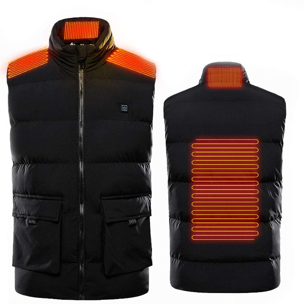 USB Electric Heating Vest for Men & Women - XLH Smart Warm Coat with Stand-Up Collar, Rechargeable Battery Powered Winter Wear (Grey) | Perfect for Outdoor Activities, Camping, Hiking & Cold Weather Commuting