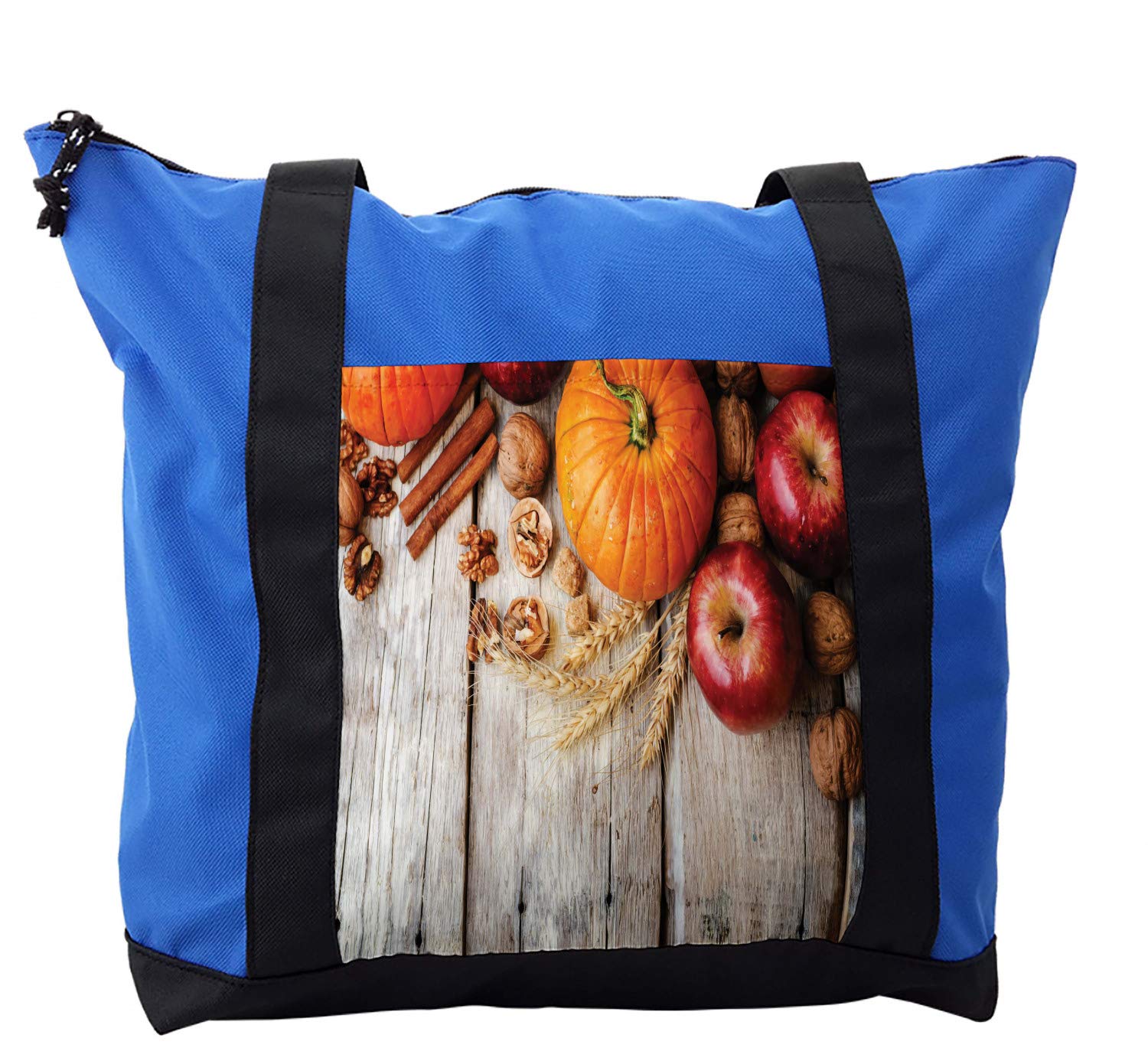 Stylish Lunarable Fruits Shoulder Bag - Pumpkin Nuts Farmhouse Design, Durable Zipper Closure - Perfect for Grocery Shopping, Farmers Market & Casual Outings