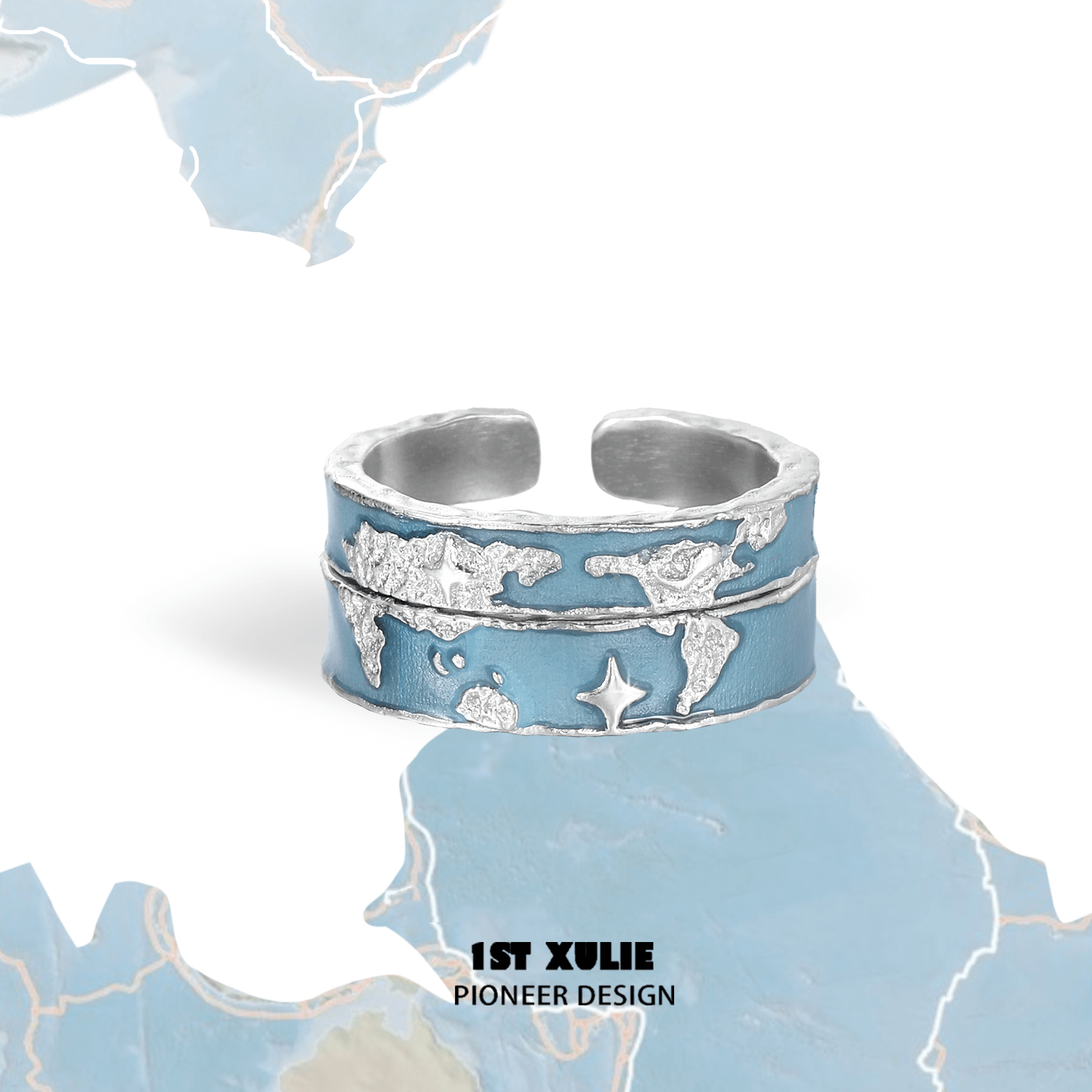 S925 Sterling Silver World Map Couple Rings - Matching Love Rings for Couples, Anniversary Gifts, Wedding Bands - Perfect for Travel Lovers & Romantic Getaways