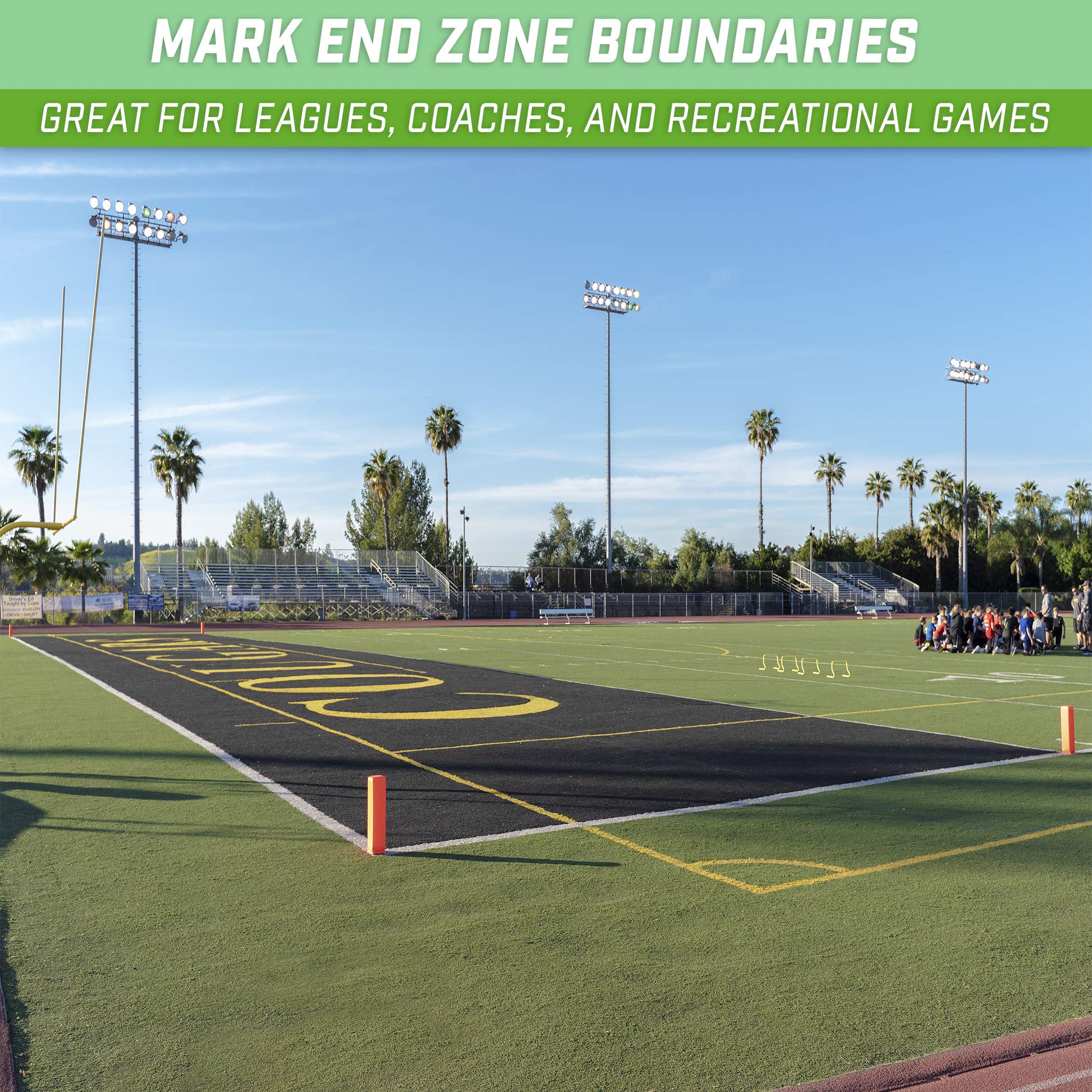 GoSports Football End Zone Pylons - Set of 4, 18