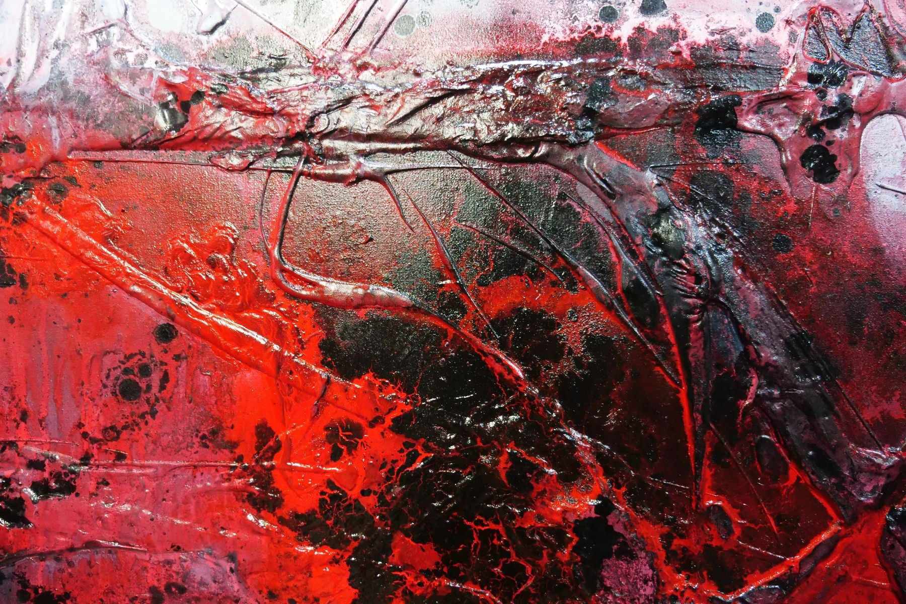 160cm x 100cm Red Black Textured Abstract Canvas Art - Modern Large Wall Painting for Living Room, Bedroom & Office Decor