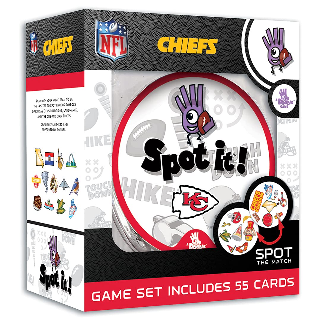 NFL Kansas City Chiefs Spot It Game for Kids, Adults & Family - Fun Football Party & Tailgating Game for Game Day, Family Gatherings & Football Fans