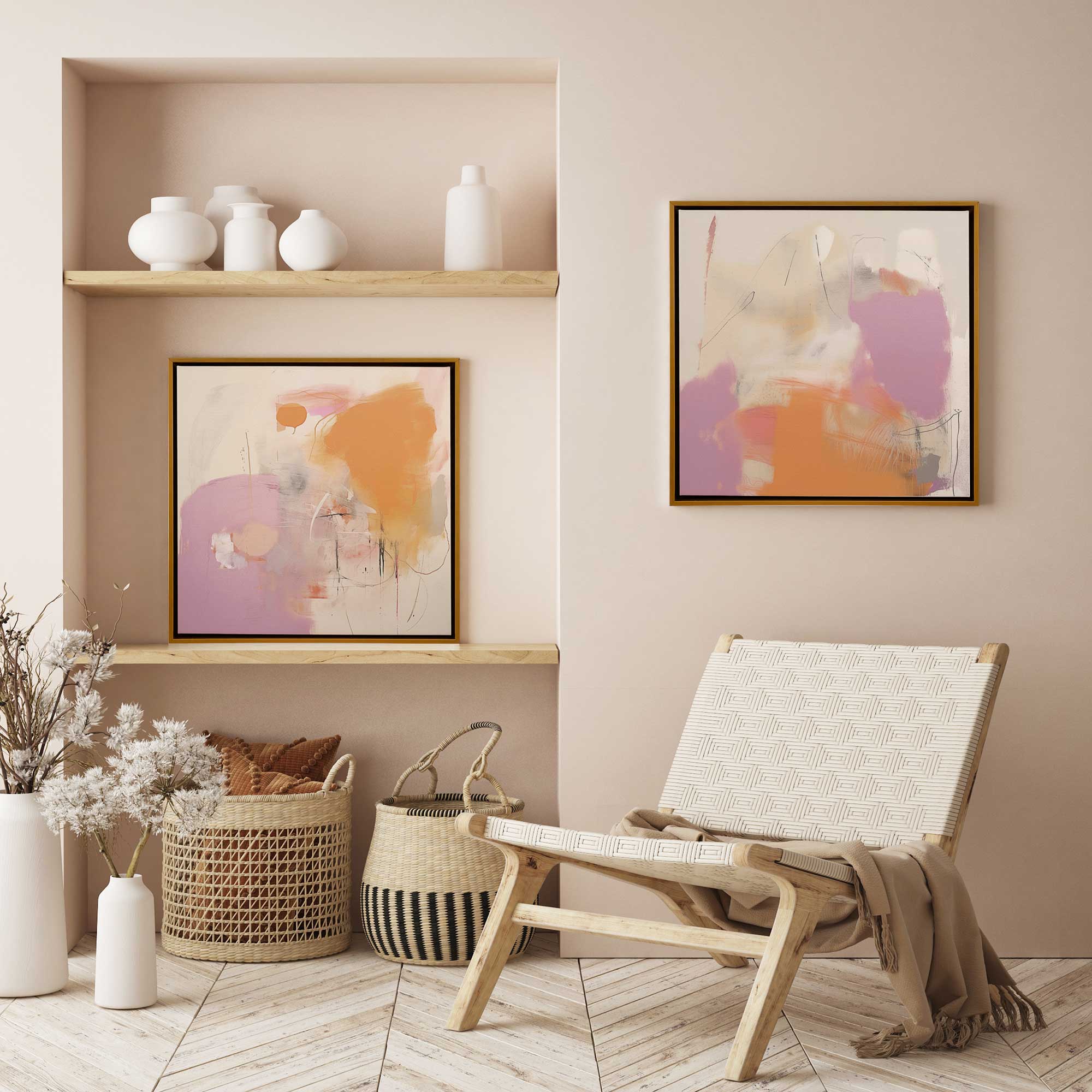 Premium Cotton Candy Delight Canvas Art Set of 2 - Sweet Home Decor for Bedroom, Living Room & Nursery Wall