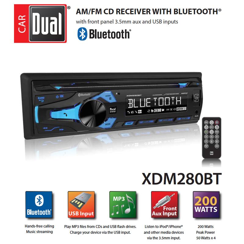Dual XDM280BT Bluetooth Car Stereo Receiver - Double DIN Touchscreen with USB, AUX, Hands-Free Calling & MP3 Playback - Perfect for Car Audio Upgrades & Road Trips
