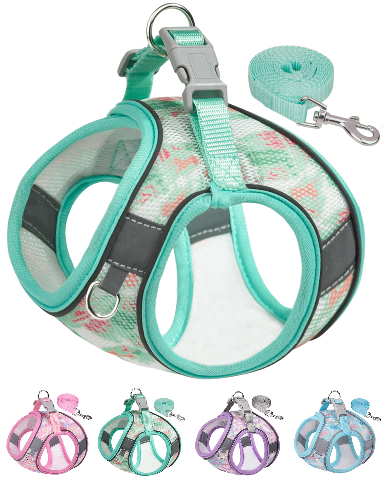 No-Pull Dog Harness for Small & Medium Dogs - Adjustable Step-in Cat Harness & Leash Set - Puppy Harness for Small Breeds - XS to M Sizes - Perfect for Walking, Training & Outdoor Adventures (Green, Medium)