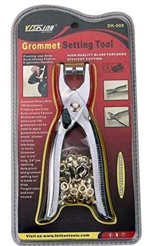 VENEKETY Grommet Setting Tool Kit - Heavy Duty Steel Hole Punch & Eyelet Setter for Leather, Canvas, Fabric - Perfect for DIY Clothing, Shoes, Belts, Bags & Craft Projects - Ideal for Home Tailoring, Leatherworking & Fashion Accessories Making