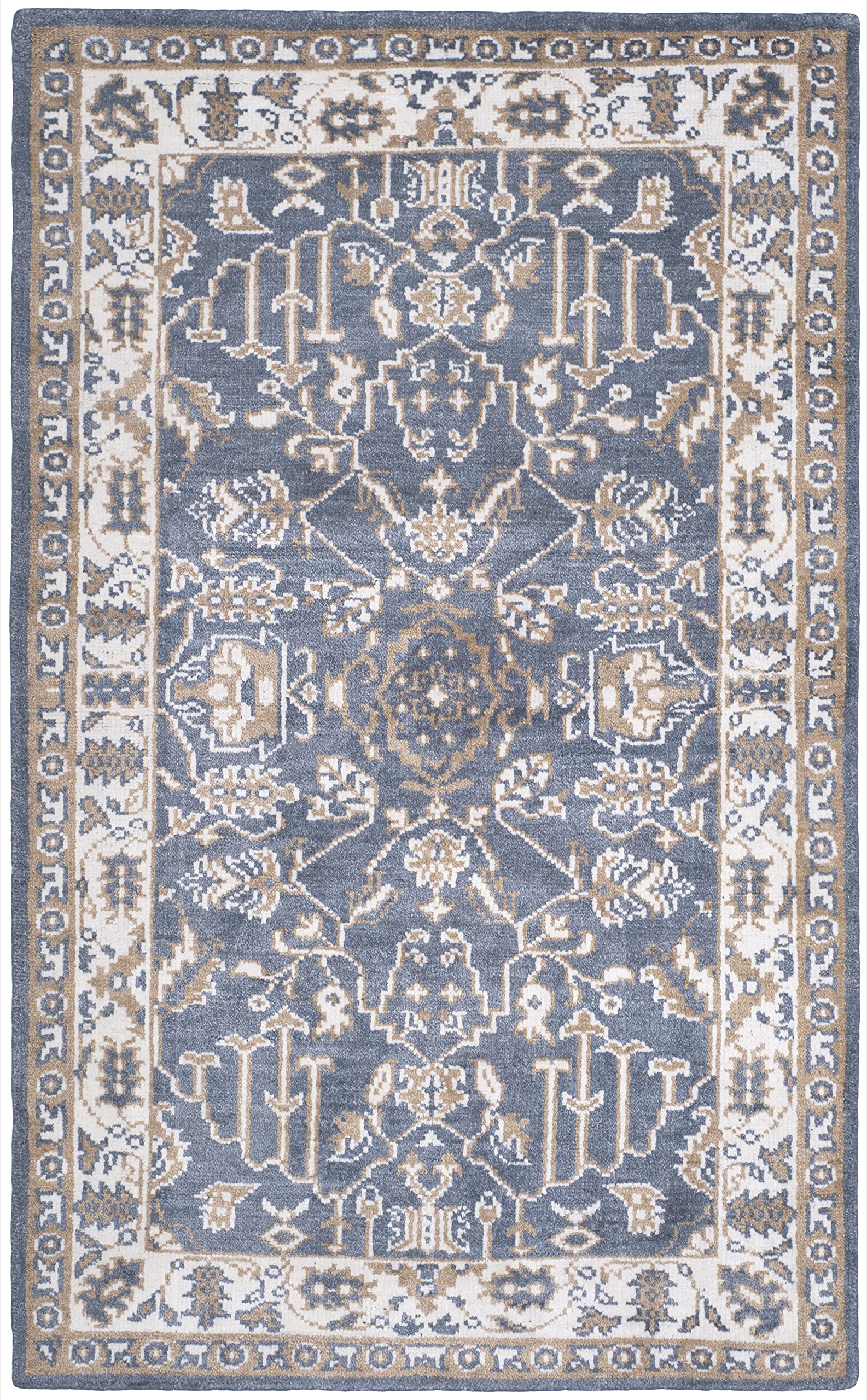 SAFAVIEH Stone Wash Collection 4' x 6' Blue/Ivory STW240A Hand-Knotted Premium Wool & Viscose Area Rug - Soft & Durable for Living Room, Bedroom & Office Decor