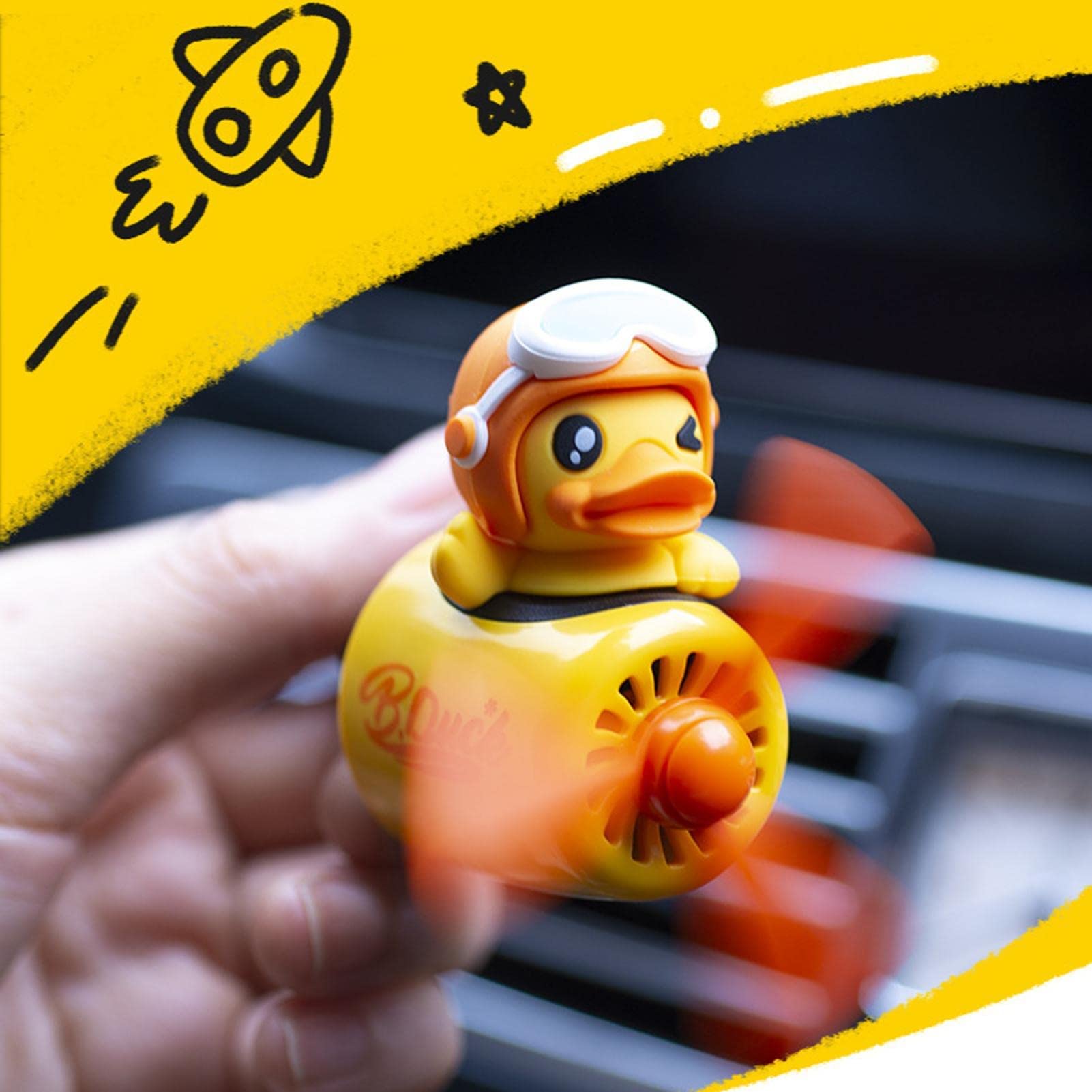Cute Bear Pilot Car Air Freshener - Rotating Propeller Vent Diffuser with Aromatherapy, Car Accessories for Fresh Scent - Perfect for Road Trips & Daily Commutes