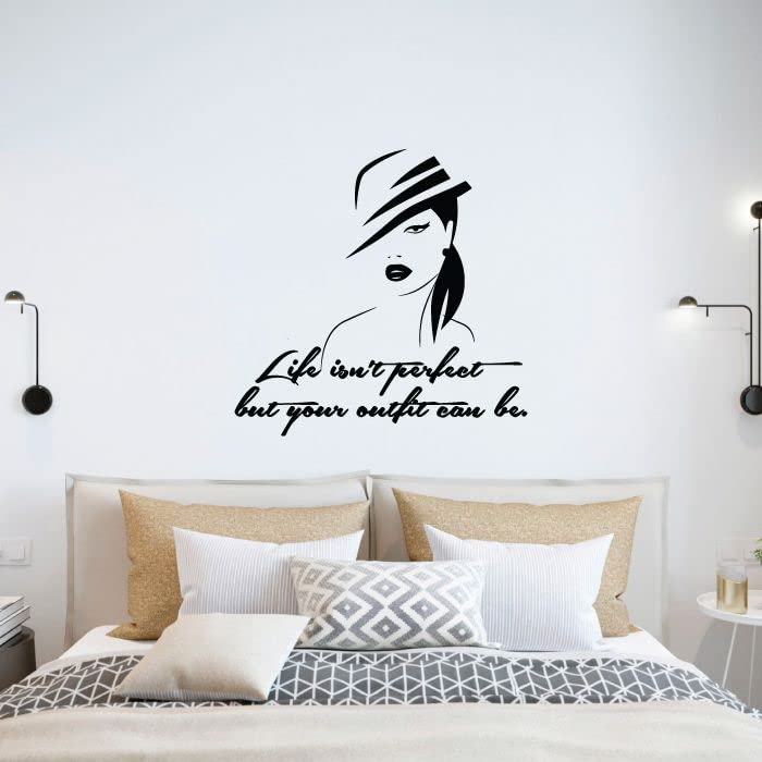 Life Isn't Perfect But Your Outfit Can Be - Inspirational Closet Quote Vinyl Wall Decal for Women, 22x30 Inch Self-Adhesive Sticker for Wardrobe, Dressing Room & Home Decor - Perfect for Bedroom, Walk-in Closet and Fashion Lover's Space