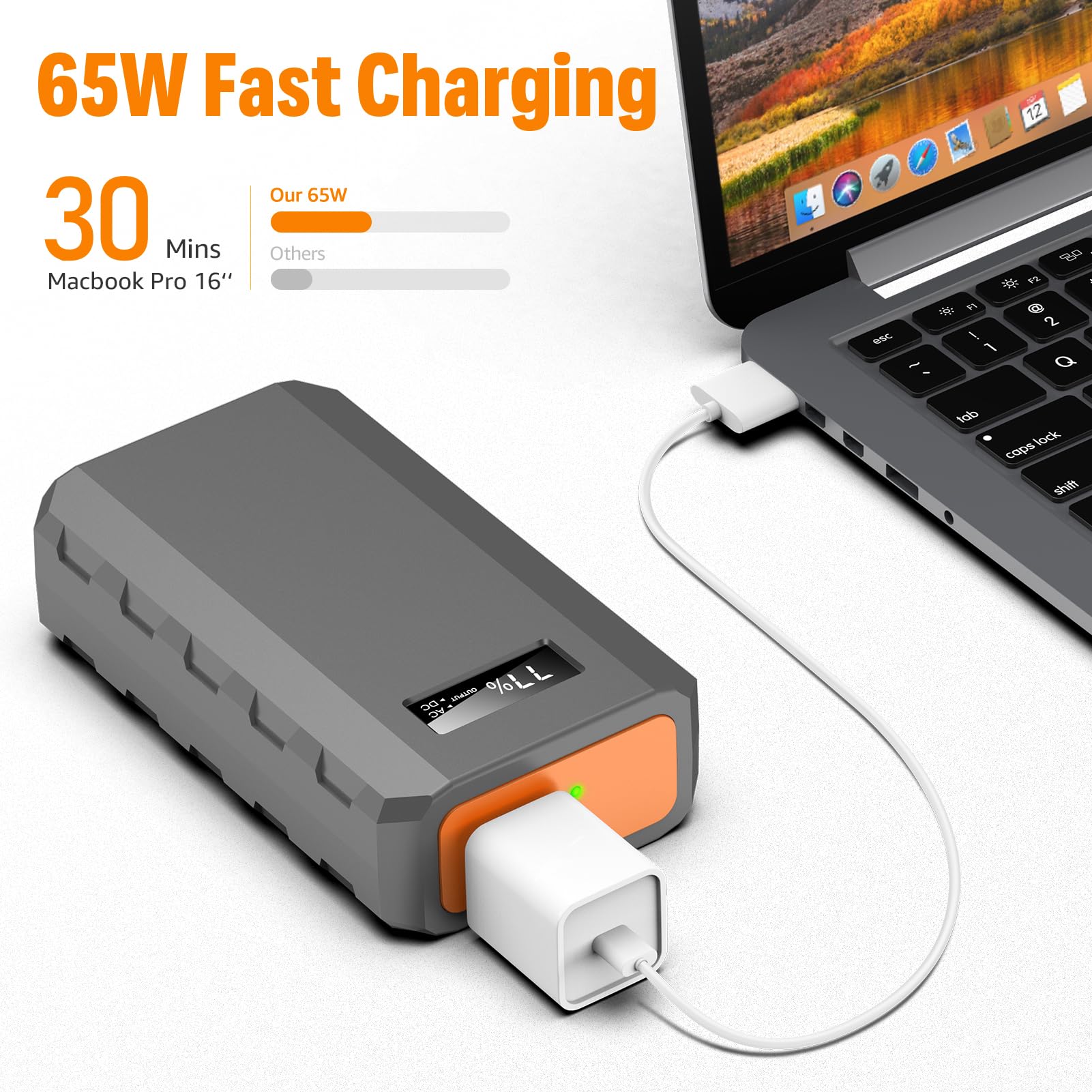 SinKeu 88.8Wh 65W Solar Powered Laptop Charger - Portable Power Bank for HP, Dell, MacBook, Notebooks & Laptops | Fast Charging Battery Pack for Travel, Camping & Outdoor Adventures