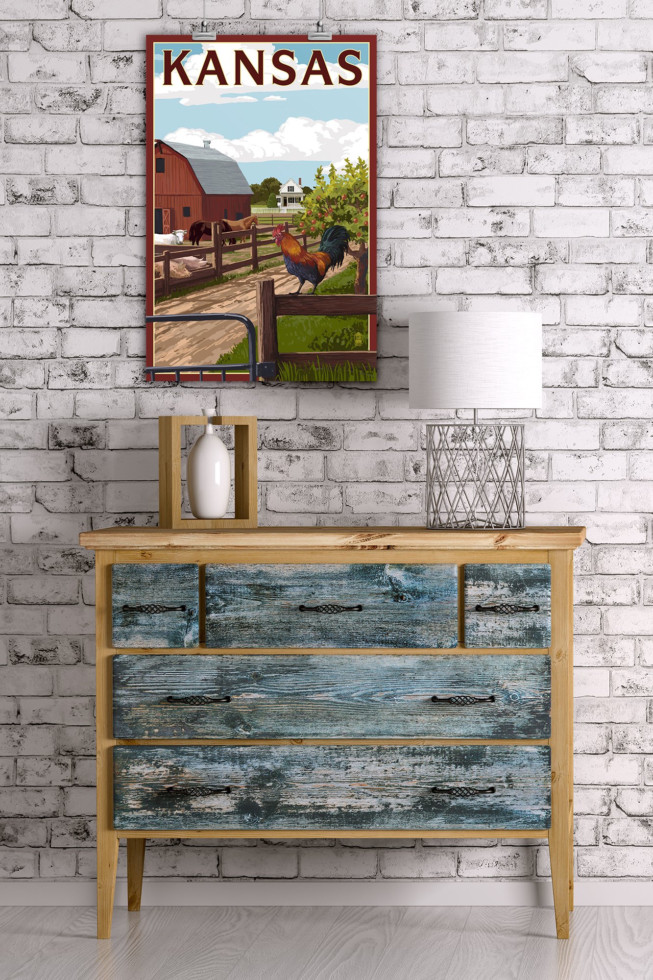 Lantern Press 16x24 Inch Giclee Art Print - Kansas Barnyard Scene Wall Decor | Perfect for Farmhouse, Country Kitchen & Rustic Home Decor