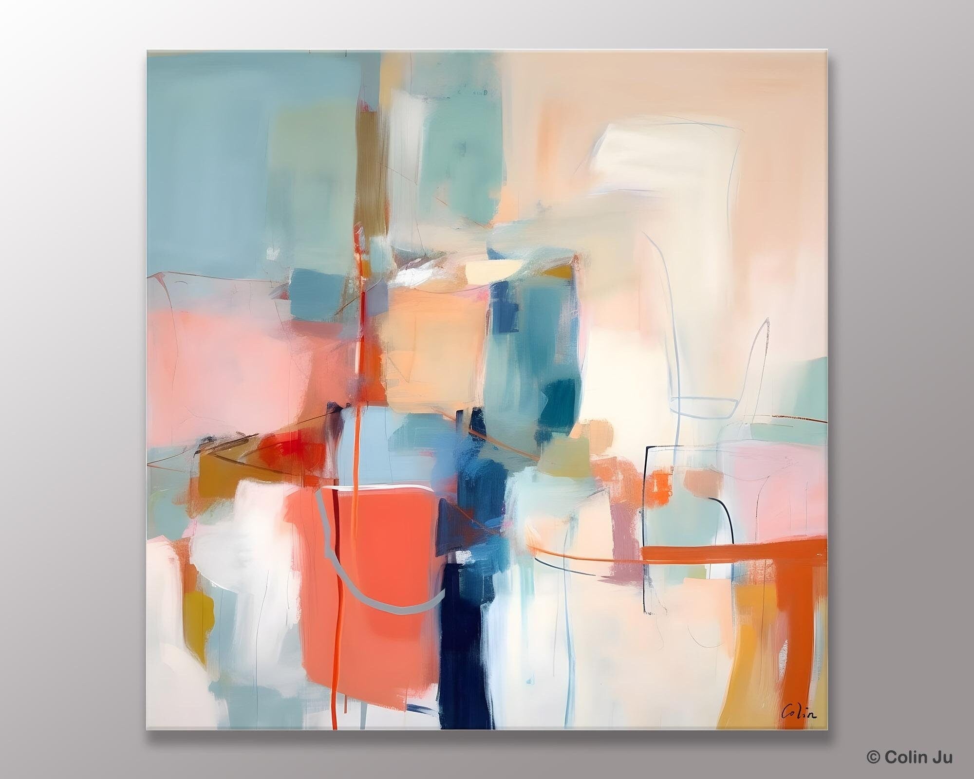 Large Abstract Canvas Paintings for Bedroom - Modern Acrylic Wall Art Decor | Contemporary Original Artwork for Living Room & Office