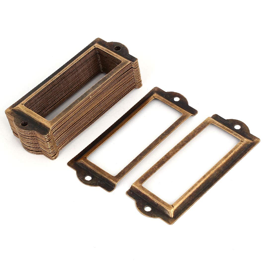 New Lon0167 Office Pharmacy Featured Drawer Iron Tag - 30pcs Reliable Label Holder Frame in Copper Tone (83mmx31mm) - Perfect for Medical Cabinets, Pharmacy Organization & Office Storage