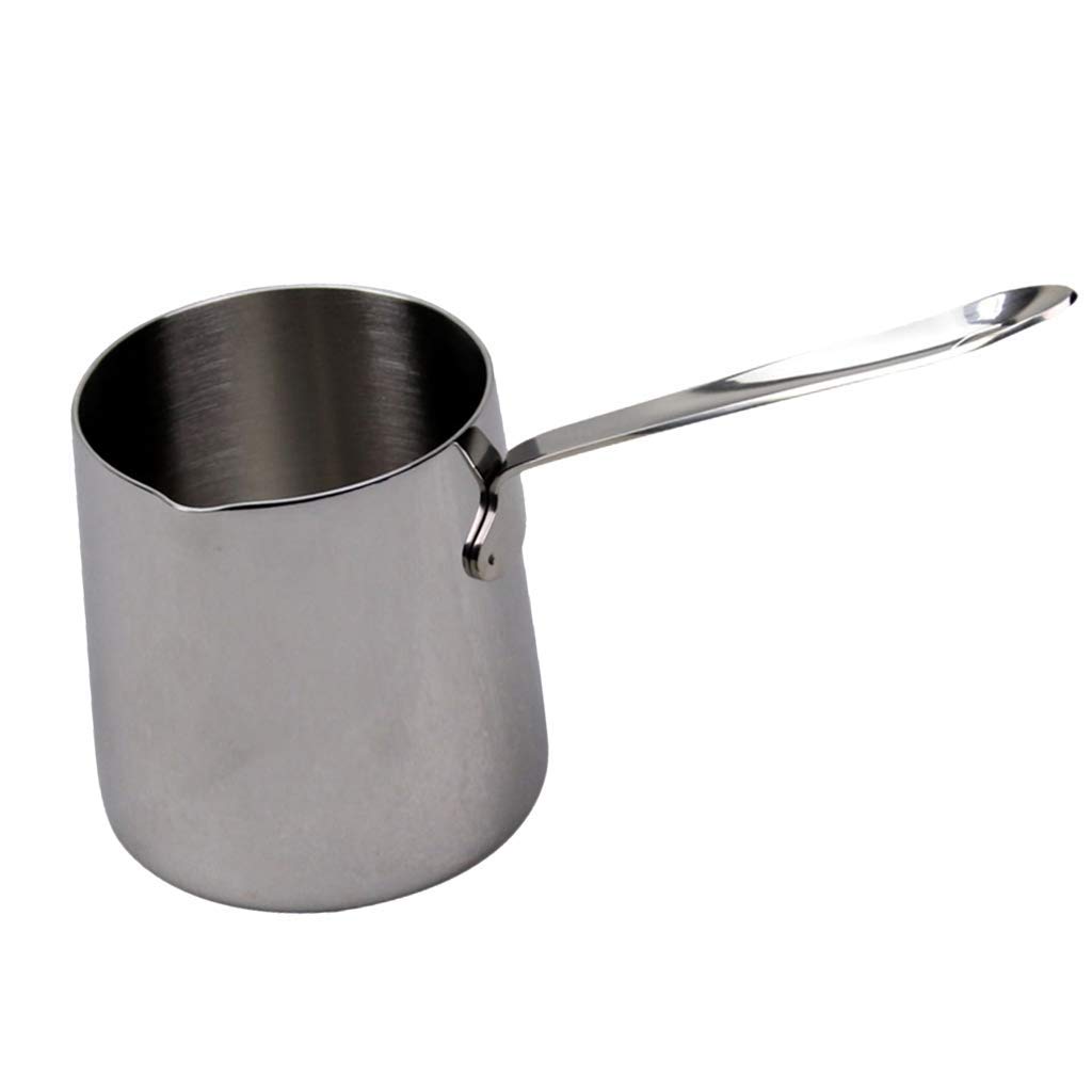 Premium 370ml Stainless Steel Turkish Coffee Pot - Long Handle Saucepan for Milk, Butter & Coffee Warmer - Ideal for Home, Camping & Gifts