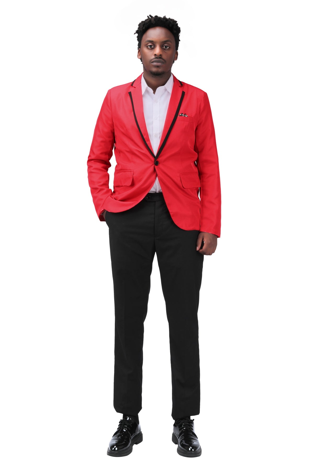Men's Slim Fit One Button Solid Red Casual Blazer Jacket - Perfect for Business Casual, Office Wear & Date Nights