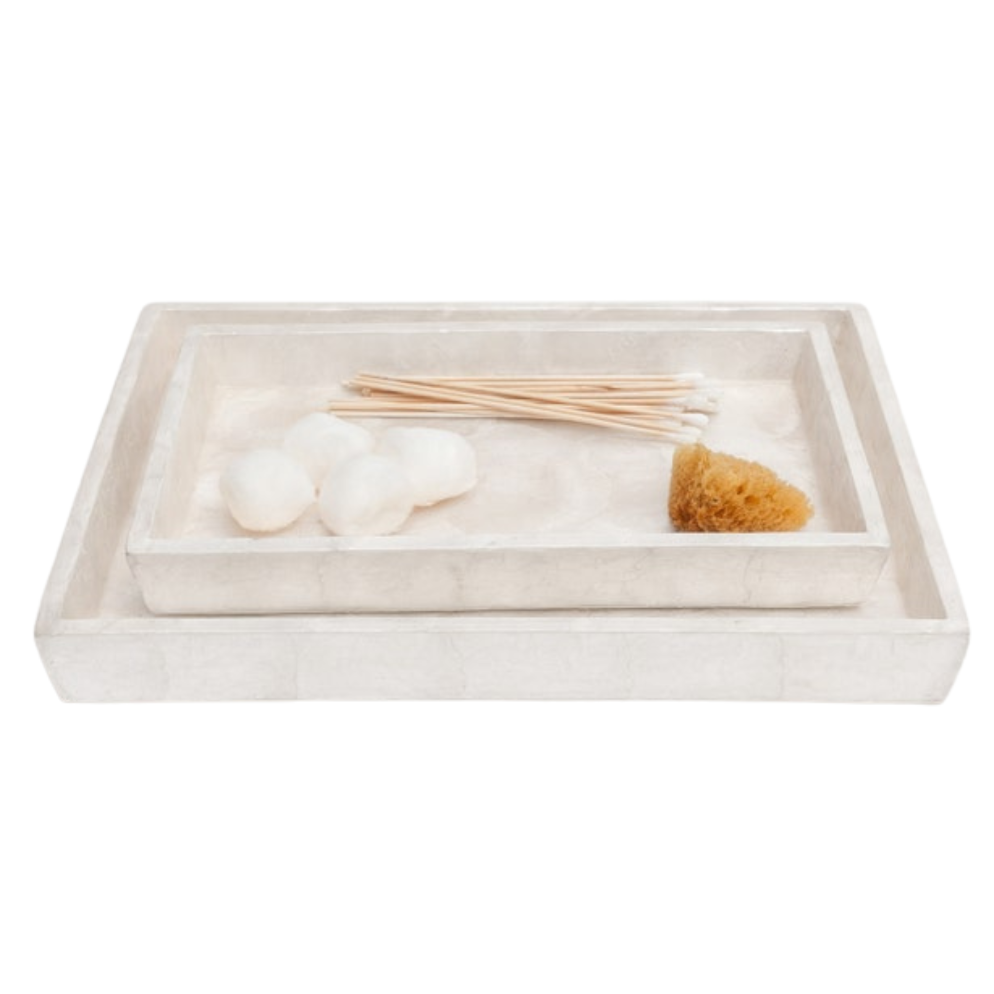Andria Pearlized Capiz Bathroom Accessories Set - Modern Vanity Organizer for Soap Holder, Toothbrush Cup & Tumbler - Perfect for Spa, Guest Bath & Luxury Home Decor