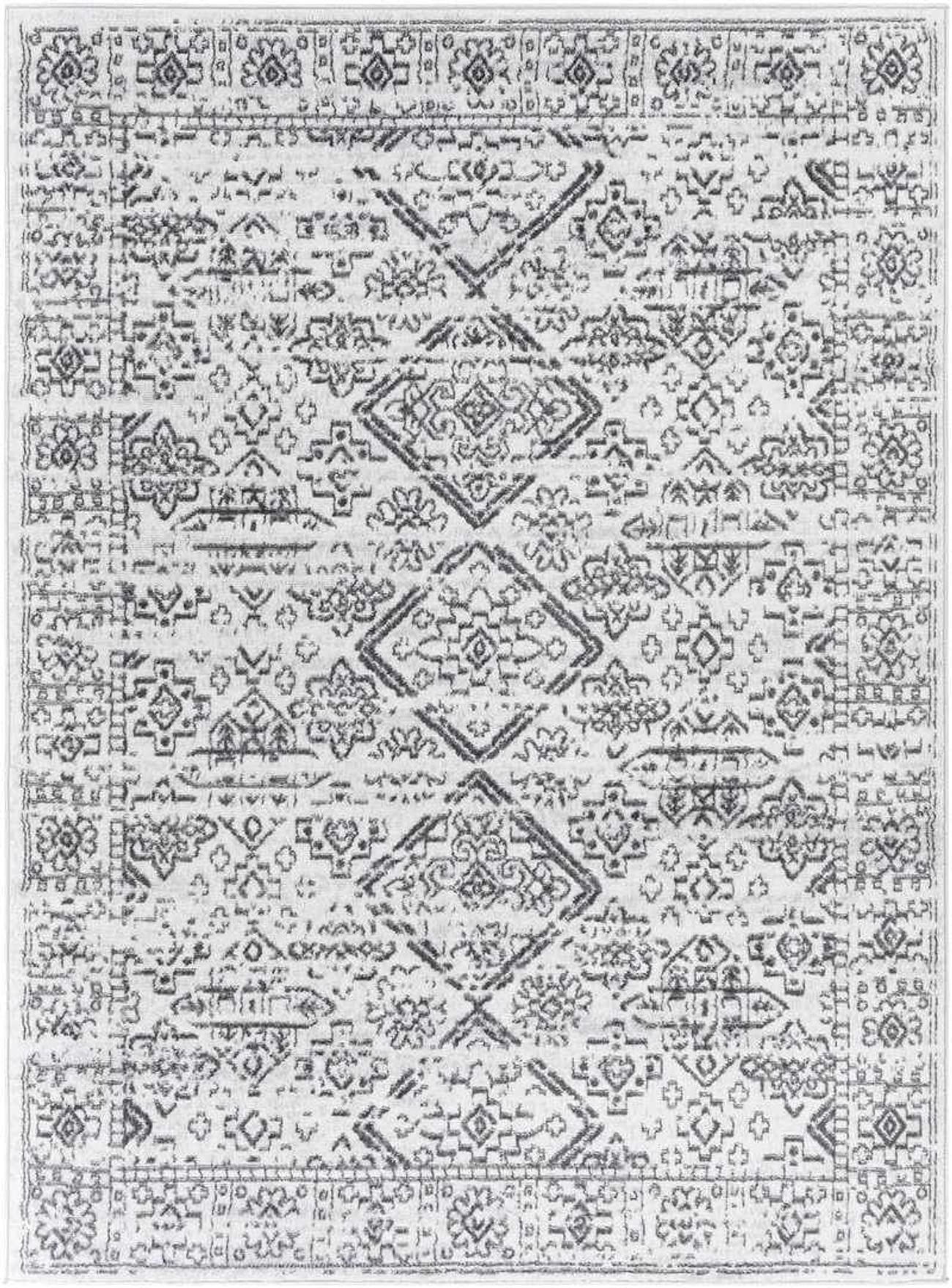 Mark&Day 8x10 Berkhoek Global Light Gray Area Rug – Soft Grey Beige White Carpet for Living Room, Bedroom, Kitchen – 7'10