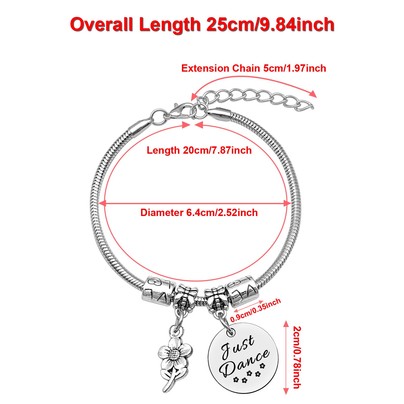 Dance Team Appreciation Gifts - Stainless Steel Bracelet Bangle for Dancers, Dance Teachers, Valentines Day, Birthday - Perfect for Dance Performances, Rehearsals, and Dance Studio Celebrations