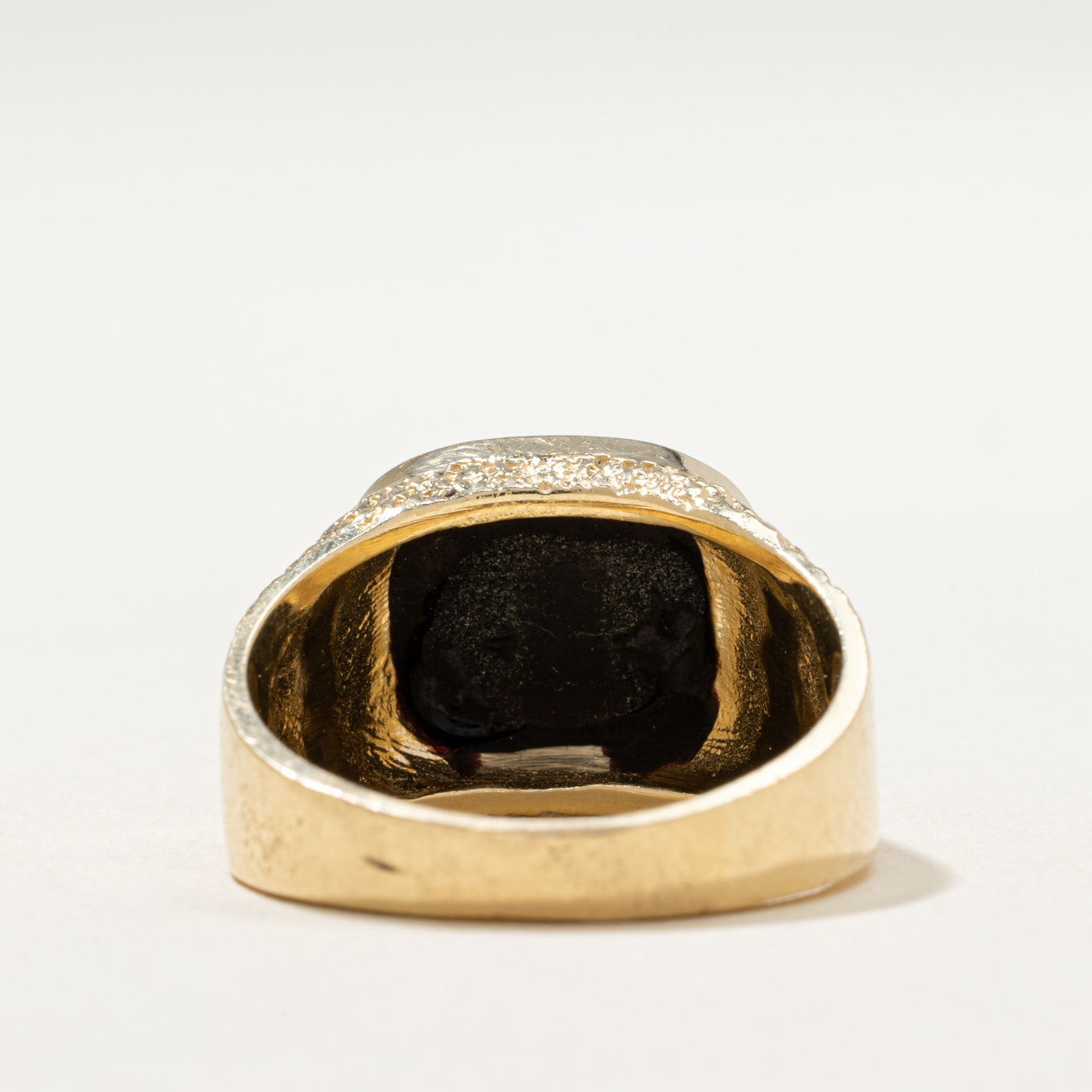 14K Gold Onyx Textured Signet Ring for Men - 2.00ct Black Onyx Stone - Size 8.75 - Elegant Statement Jewelry for Weddings, Gifts & Formal Occasions