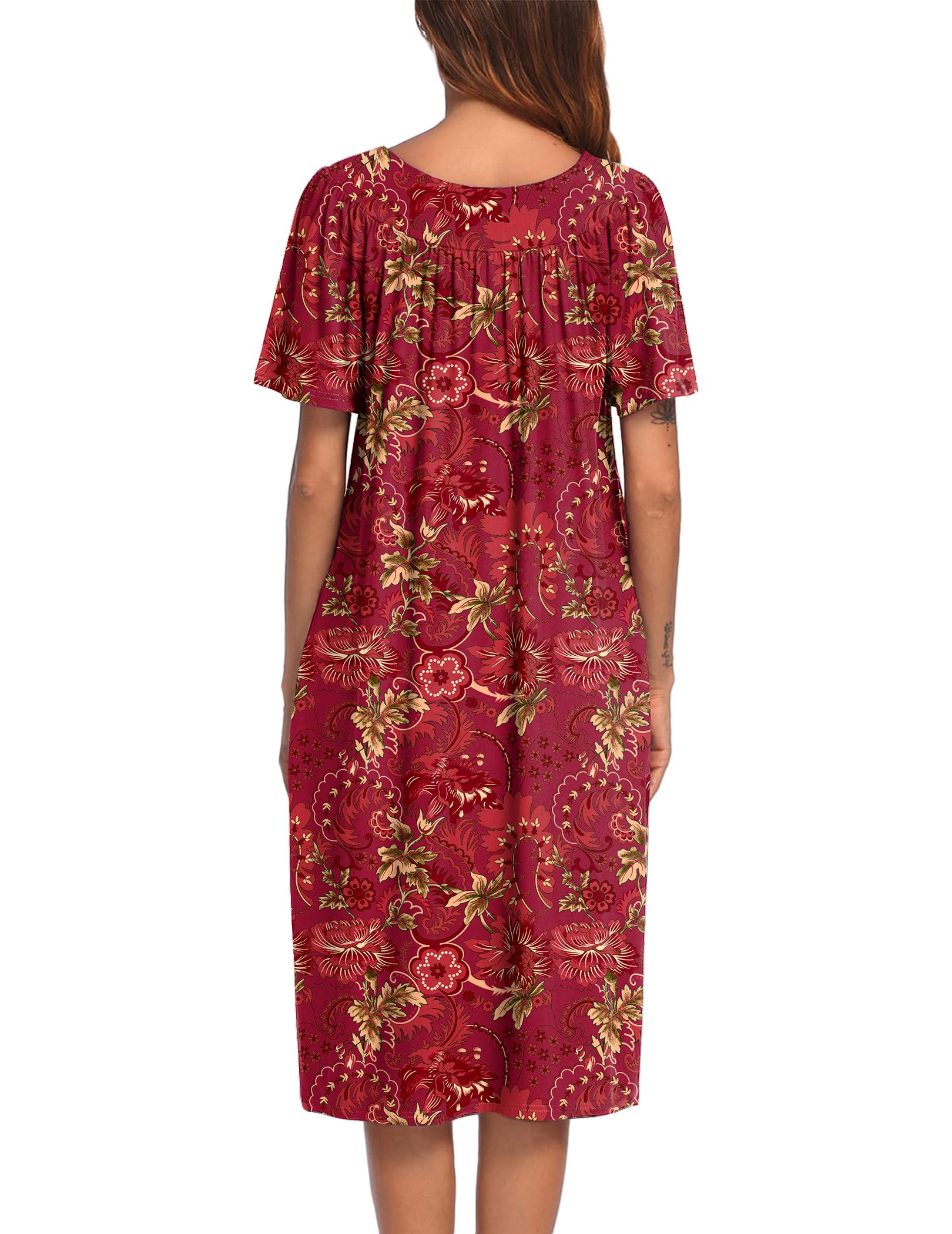Ekouaer Women's Comfortable House Dress with Pockets - Soft Lounge Dress for Relaxing at Home, Running Errands & Casual Outings