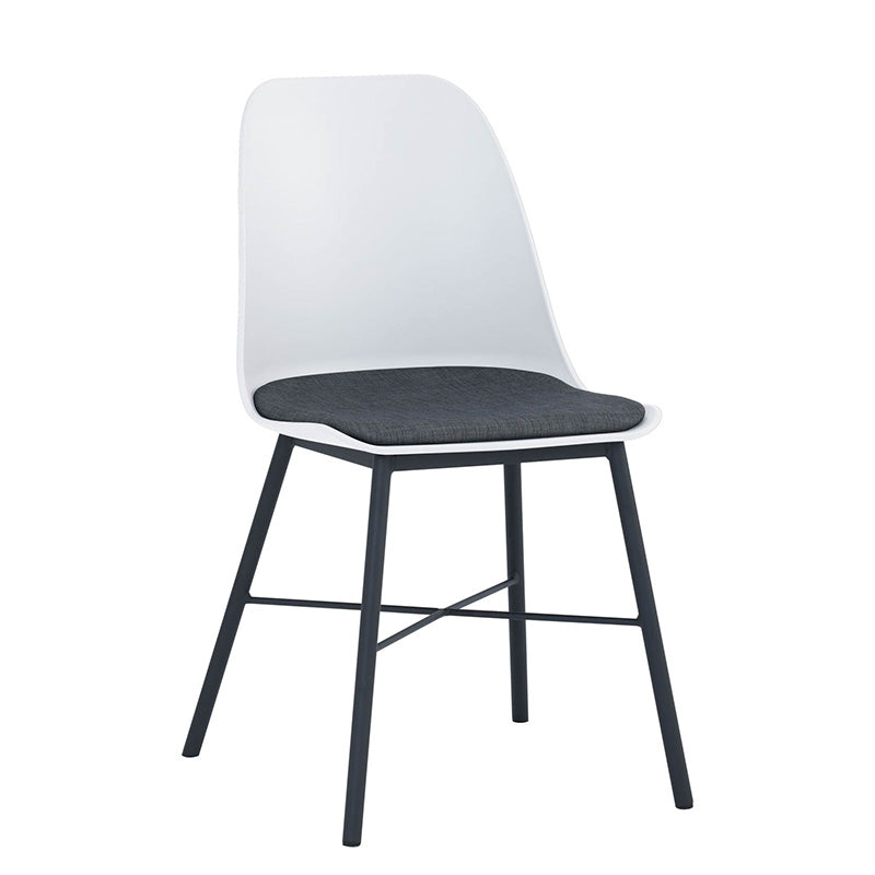 LAXMI Modern Dining Chair - White & Black Upholstered Seat - Comfortable Kitchen & Dining Room Furniture for Home & Restaurant Use