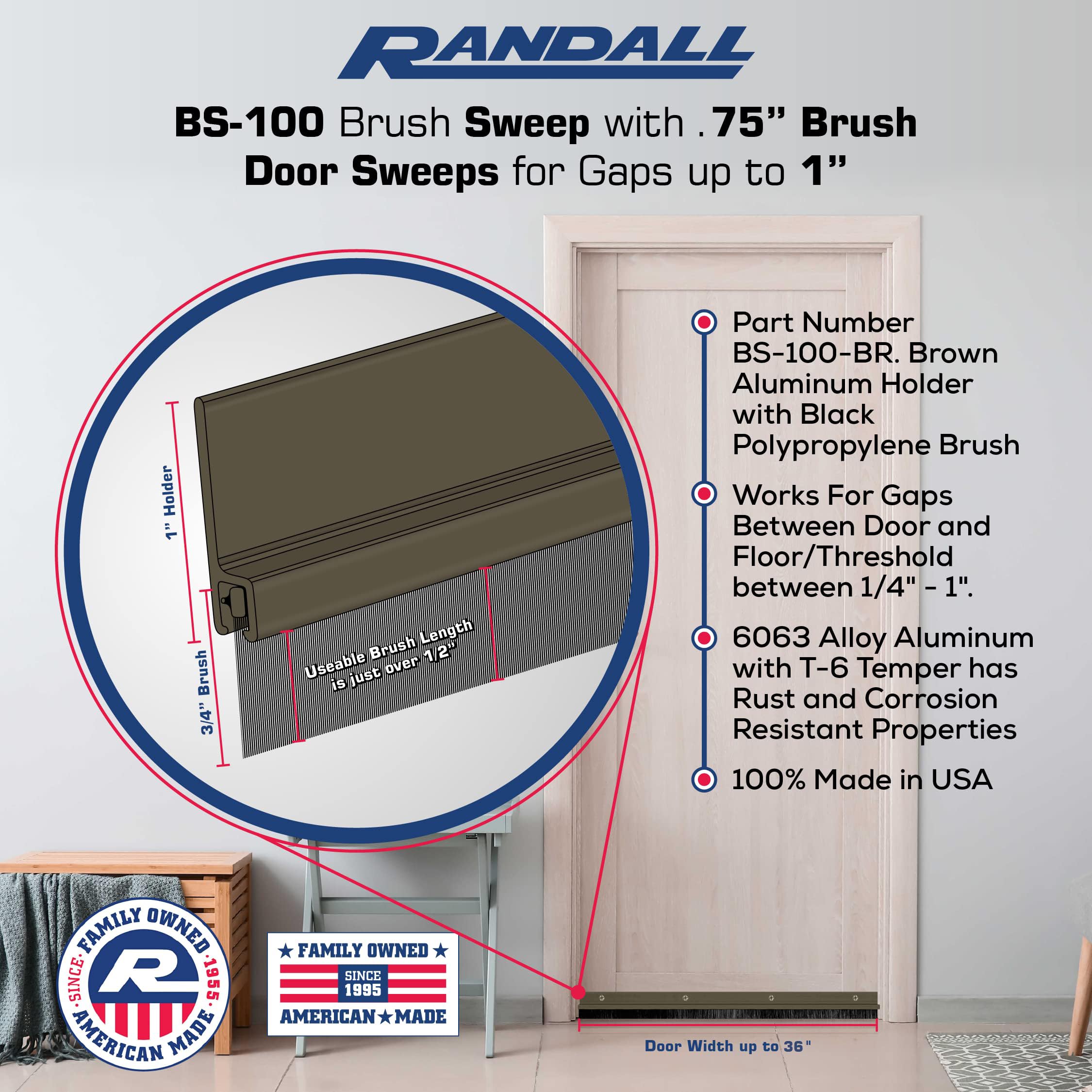 Randall Manufacturing Co. Inc. - 3 Feet Aluminum Door Sweep with Black Brush | 1