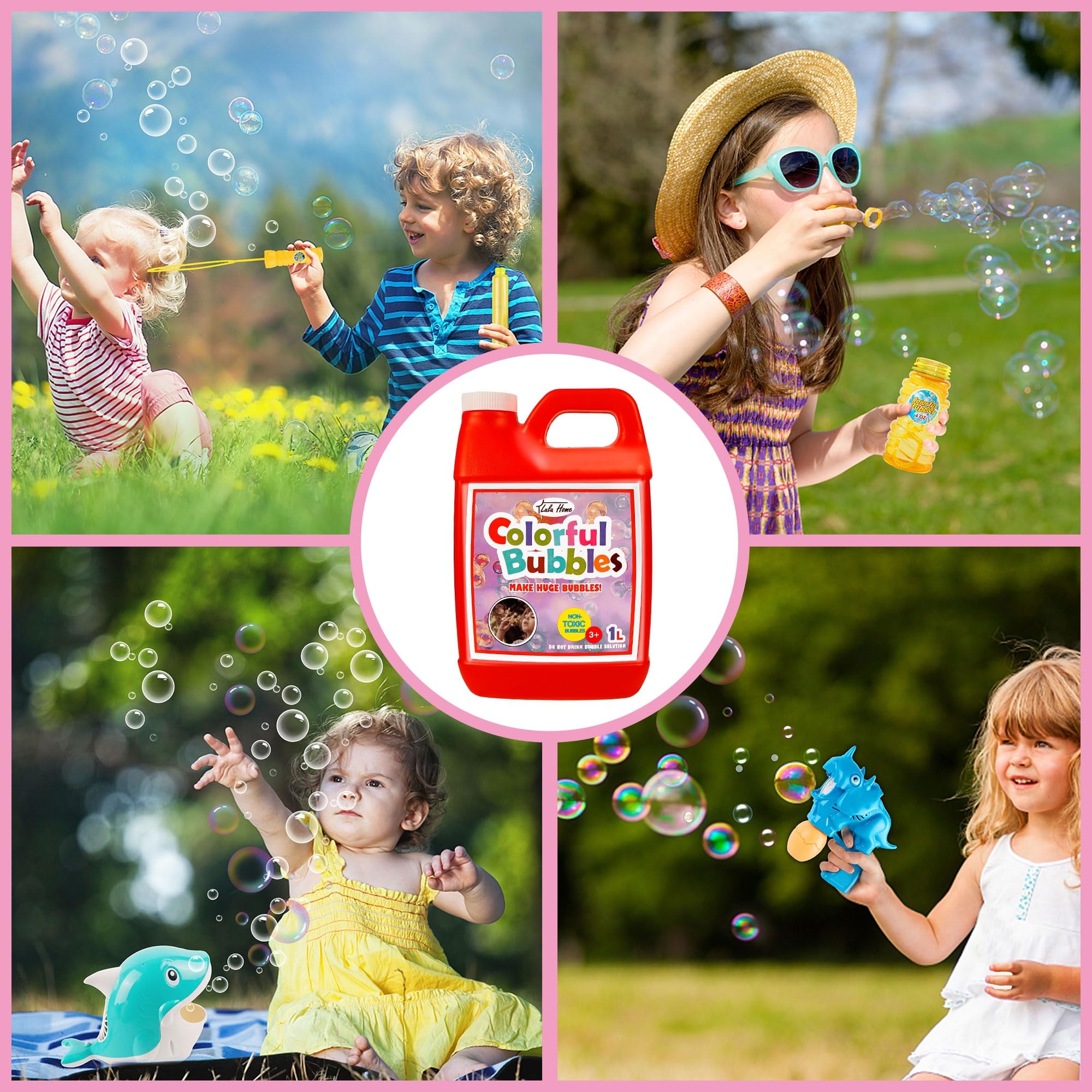 Lulu Home 2-Pack Bubble Concentrate Solution (2L/67.6oz) - Refill for Bubble Machines, Giant Bubble Wands & Blowers - Perfect for Kids Parties, Halloween, Birthday Celebrations & Outdoor Play - Makes Up to 5 Gallons of Bubbles