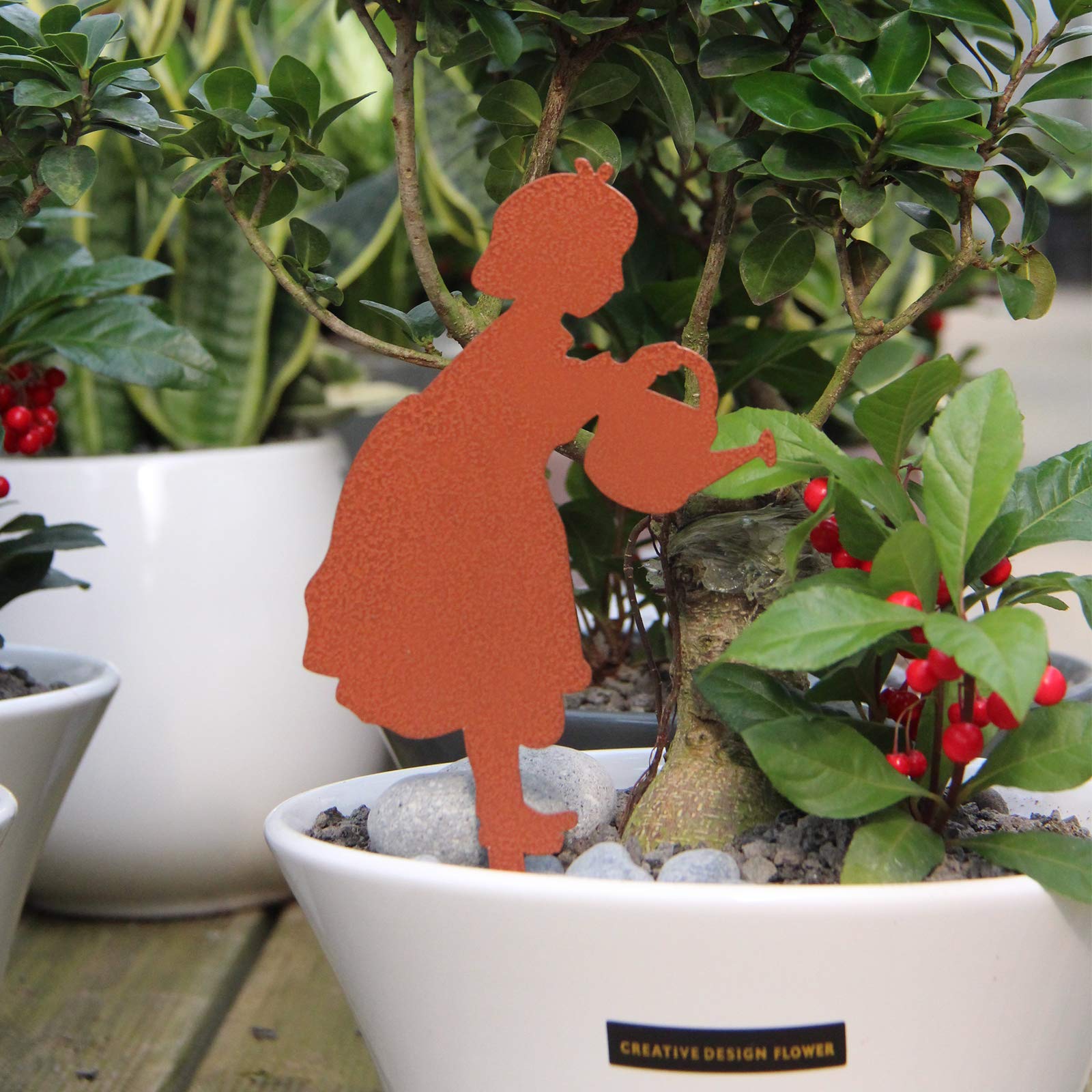 Powder Coated Garden Stakes - Decorative Hair Girl Statue for Outdoor Yard & Garden Decor - Perfect for Flower Beds, Patios, and Lawn Ornaments