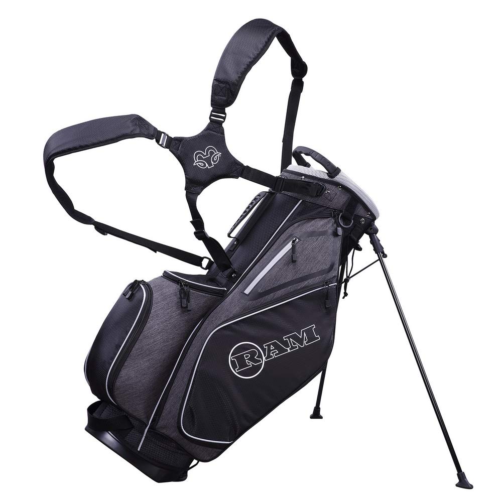 Ram Golf Premium Tour Stand/Carry Bag - Lightweight Golf Bag with 14-Way Divider, Durable Stand System, Multiple Pockets, Perfect for Golf Tournaments & Practice Rounds