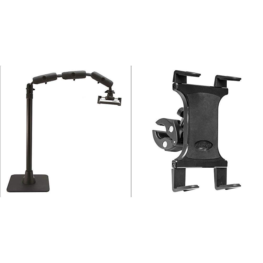 Arkon Pro Phone Stand - Adjustable Tablet Mount for Live Streaming, Baking, Crafting & Tutorial Videos - Black (Perfect for YouTube, TikTok & Online Classes)