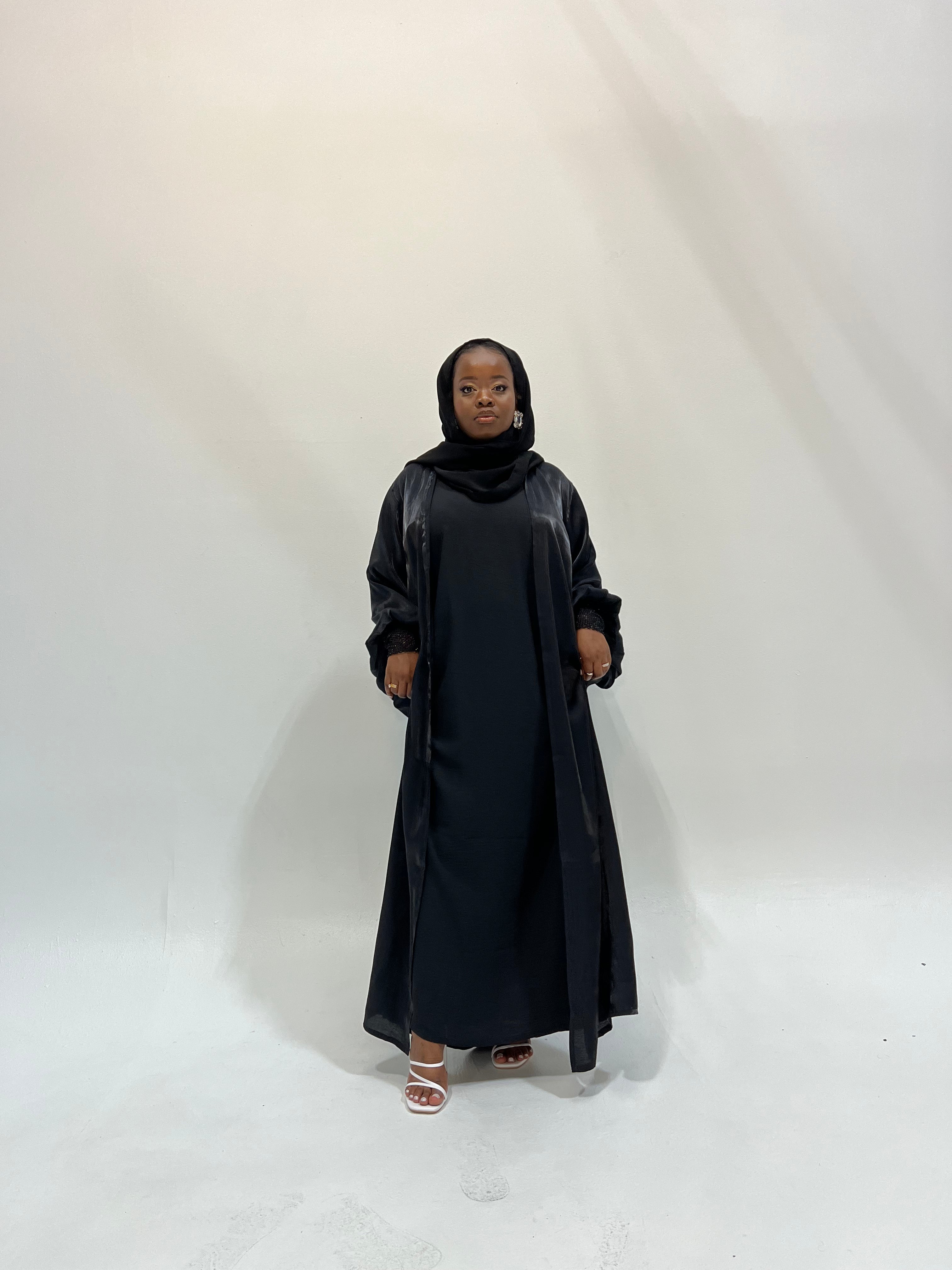 Naomi 3-Piece Abaya Set in Black - Modest Islamic Prayer Dress for Women - Perfect for Prayer, Mosque, and Special Occasions