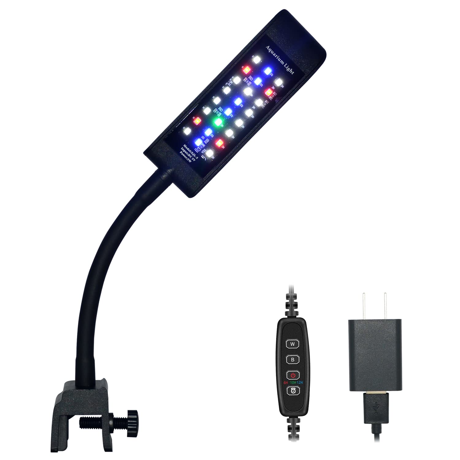 VARMHUS 4.8W LED Aquarium Light - Fish Tank Light with Full Spectrum for Aquatic Plants (Black) | Perfect for Freshwater & Saltwater Tanks, Planted Aquariums & Coral Reefs