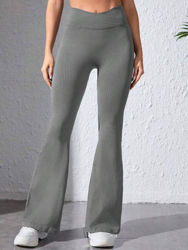 ZASUWA Women's High Waisted Flare Pants - Solid Color & Striped Design for Casual & Office Wear | Comfortable Wide Leg Trousers for Everyday Fashion