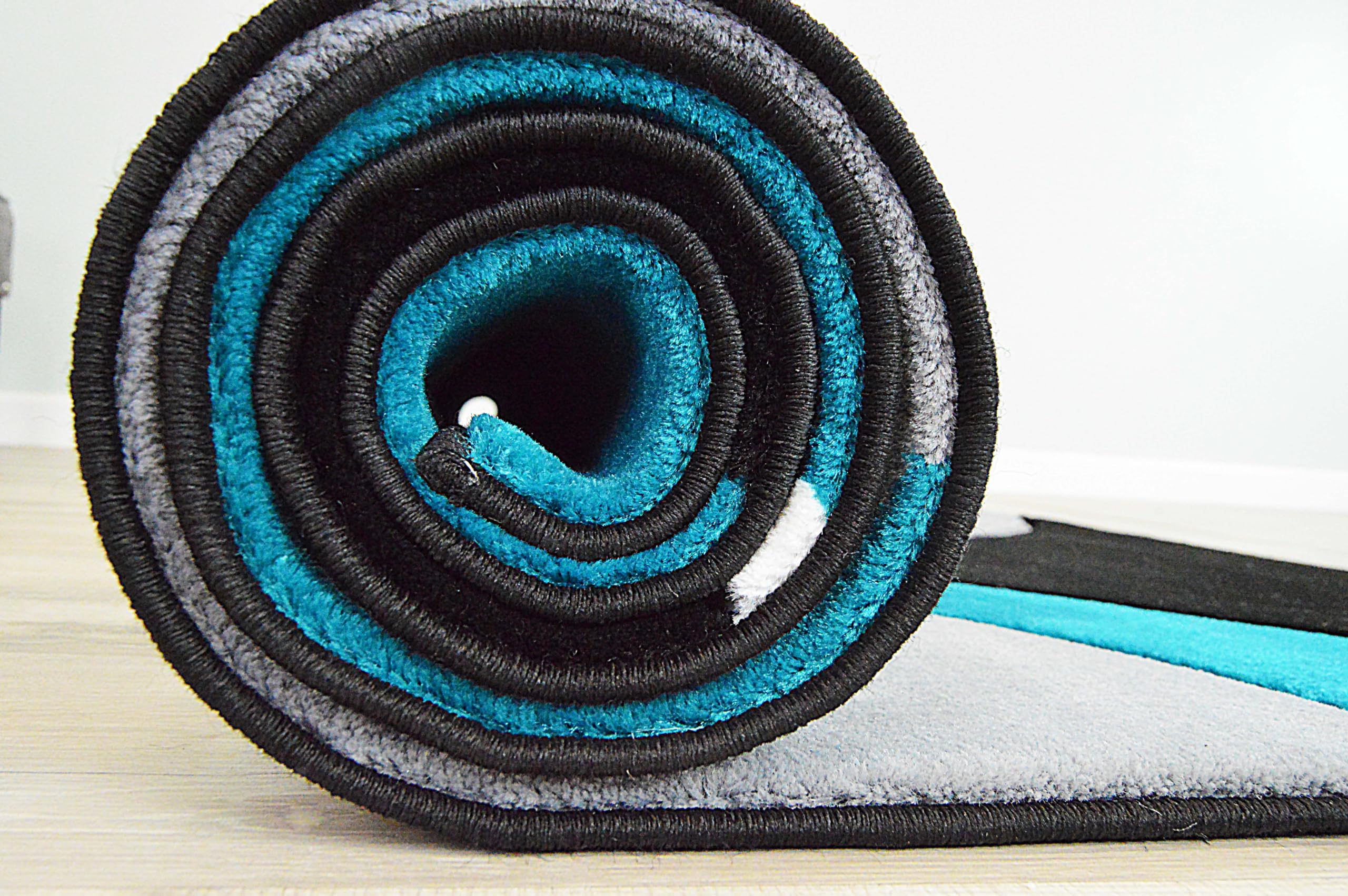 Abstract Modern Area Rug 8x10 ft - Contemporary Large Premium Thick Carpet in Turquoise (1504) - Perfect for Living Room, Bedroom & Home Decor