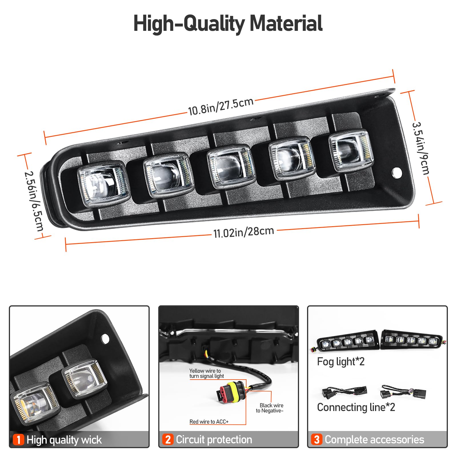 LEPZ LED Fog Lights Kit for Ford Bronco 2021-2023 (2/4 Door) - Amber/Clear Modular Bumper Fog Lights with Dual Function & DRL | Off-Road Lighting, Night Driving & Enhanced Visibility Accessories