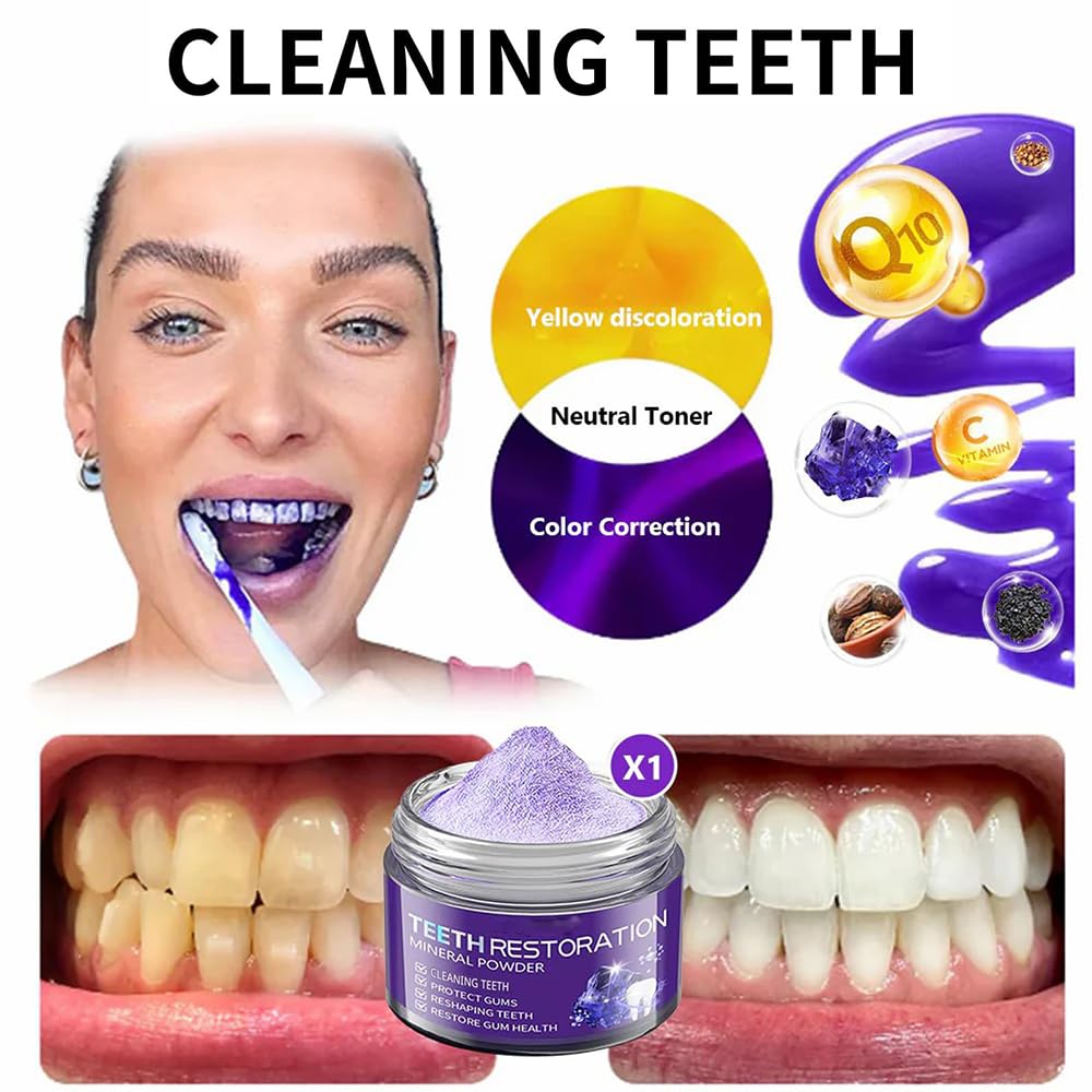 Organic Teeth Mineral Restoration Powder - Natural Whitening & Strengthening Tooth Powder for Sensitive Teeth & Enamel Repair - Ideal for Daily Oral Care & Fresh Breath (1PC)