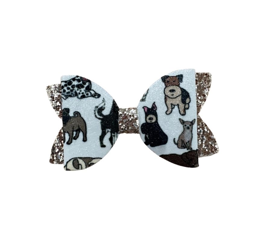 Sparkly Dog-Themed Hair Bows for Girls - 2-Pack Glitter Puppy Hair Clips - Birthday Party, Cosplay & Cartoon Inspired Accessories - Perfect for Dress Up, School & Special Occasions