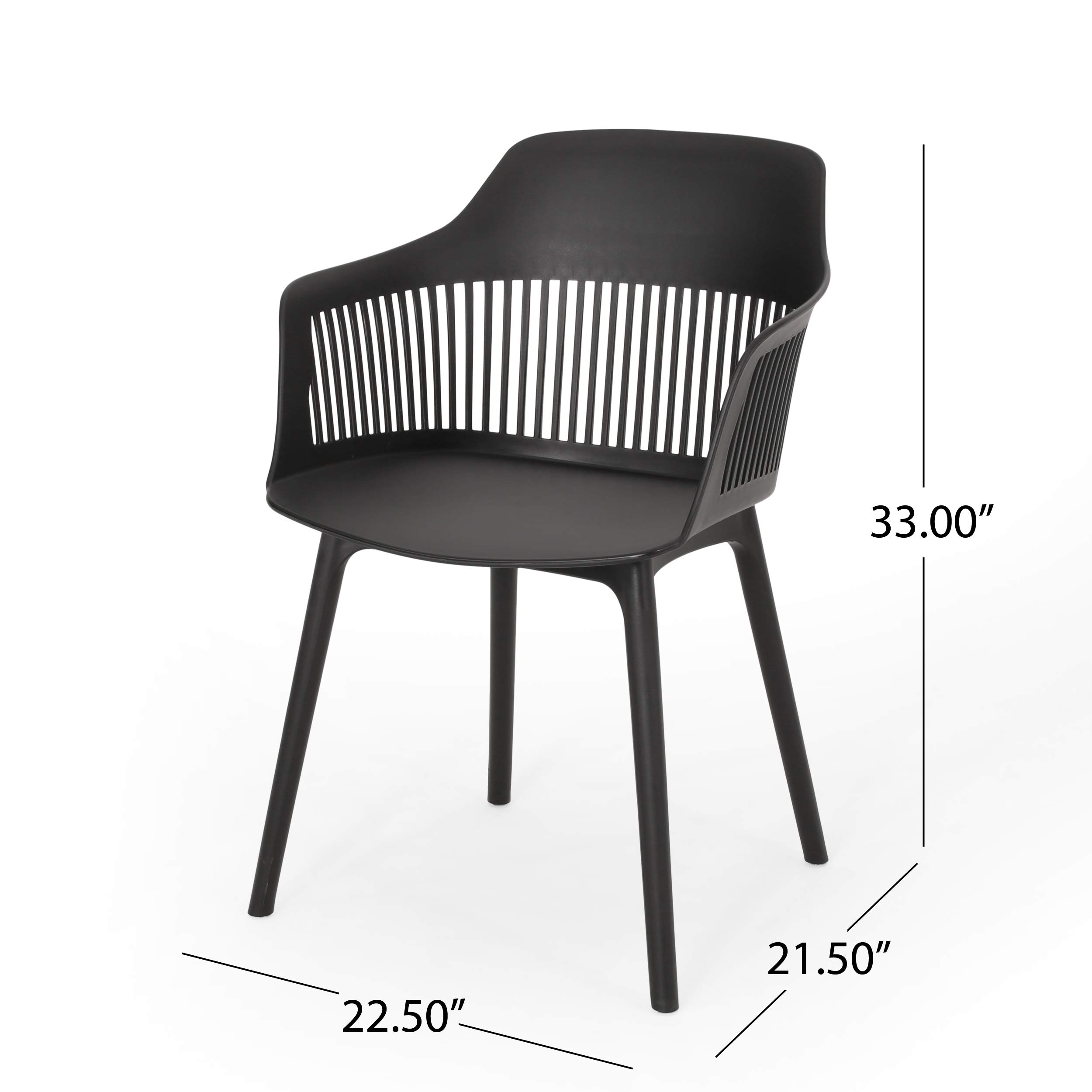 Christopher Knight Home Ladonna 4-Piece Black Outdoor Dining Chair Set - Patio, Garden, Poolside & Backyard Furniture for Dining & Relaxing
