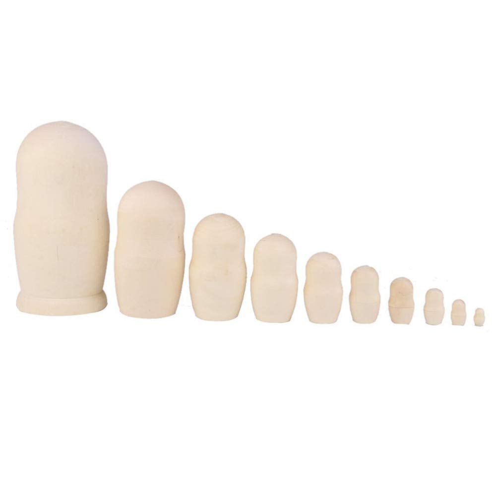 Unpainted Blank Wooden Russian Nesting Dolls Set - 10pcs DIY Craft Kit for Kids & Adults - Easter Egg Painting, Home Decor, Gift Idea - Perfect for Art Projects, Party Favors & Holiday Activities
