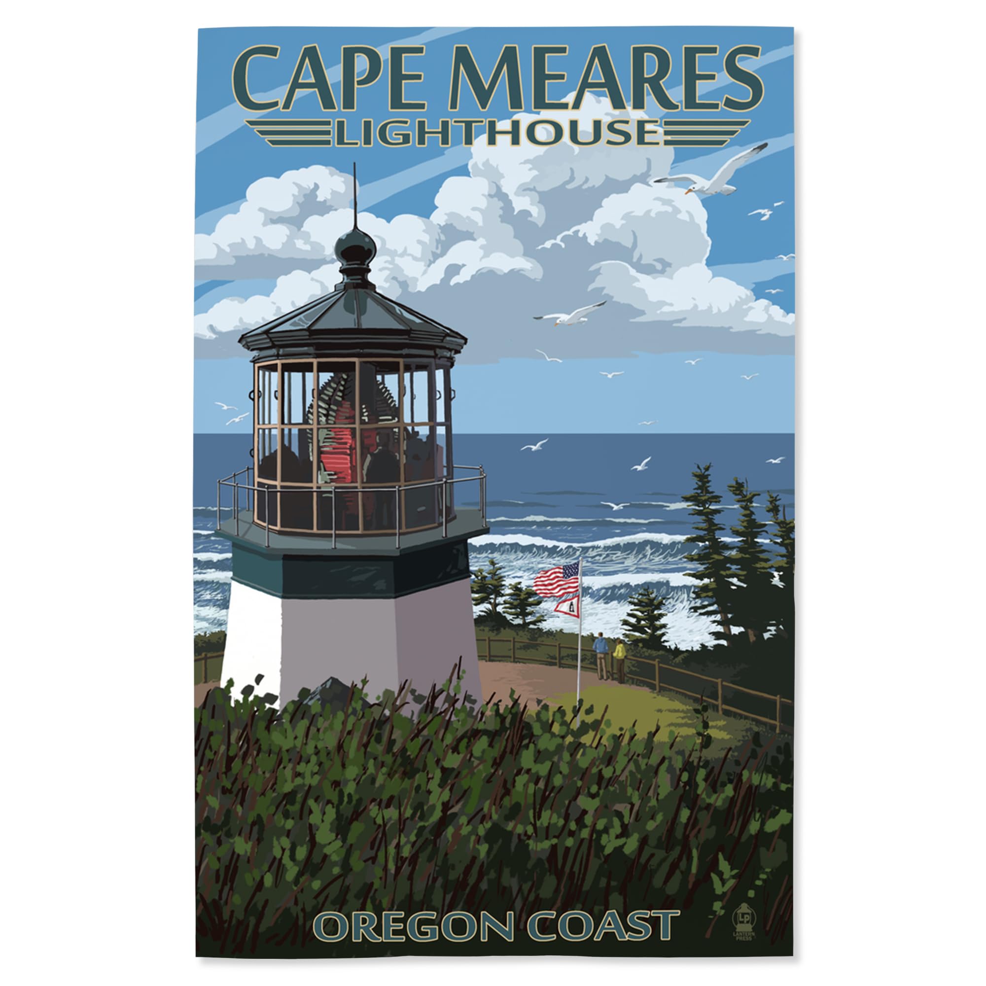 Lantern Press 16x24 Inch Giclee Art Print - Cape Meares Lighthouse Oregon Coast Wall Decor - Perfect for Living Room, Bedroom & Office Wall Art