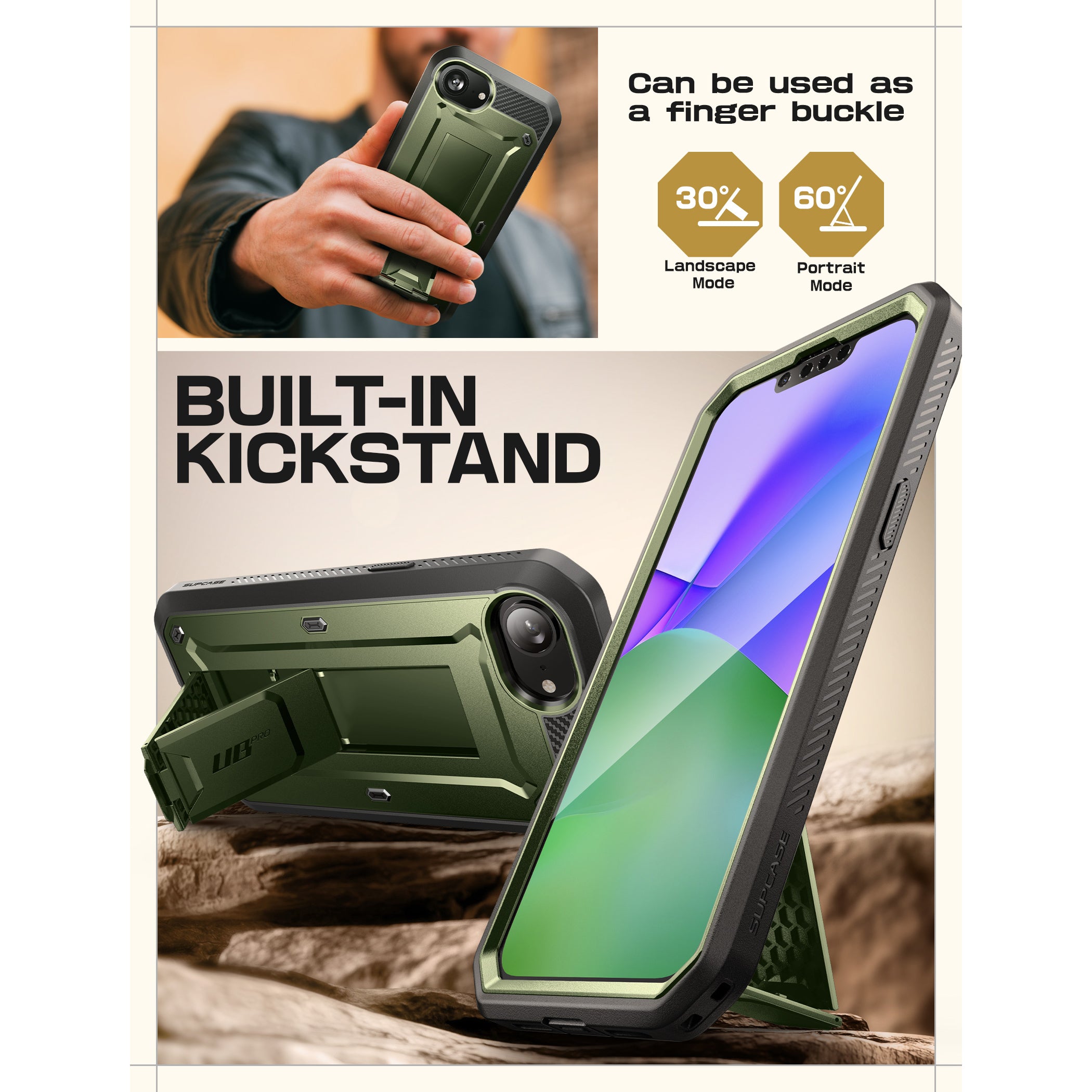 iPhone 16e Unicorn Beetle Pro Rugged Case - Dark Green | Heavy Duty Shockproof Protection | Perfect for Outdoor Adventures, Construction Work & Extreme Sports