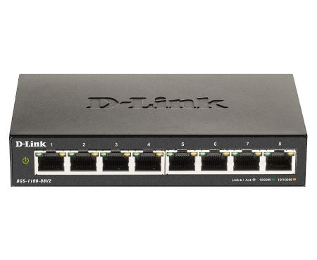 D-Link DGS-1100-08 8-Port Gigabit Smart Managed Switch - Network Switch for Home & Office | High-Speed Ethernet Connectivity for Gaming, Streaming & Business Networks