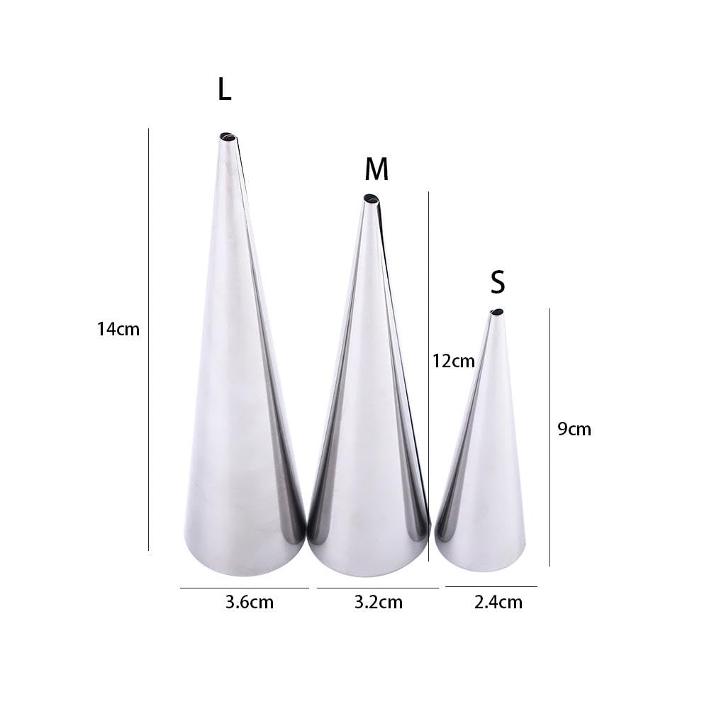 6PCS Stainless Steel Cream Horn Molds - Professional Baking Cones for Pastry, Waffle & Dessert Making - Perfect for Home Bakeries, Cafes and Restaurants