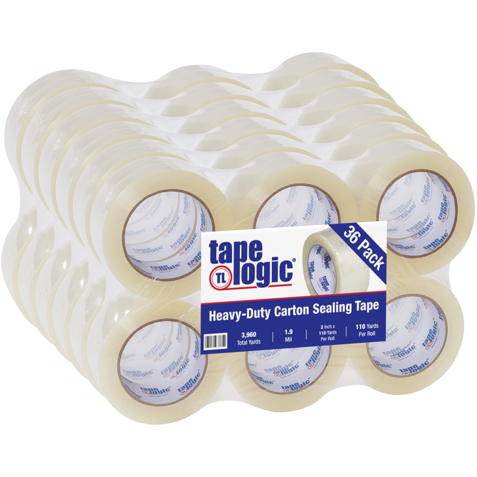 Tape Logic 2 Inch x 110 Yards Clear Hot Melt Packing Tape, 1.9 Mil Thick, Pack of 36 Rolls - Heavy Duty Packaging, Moving, Shipping, Home & Office Use - Perfect for Box Sealing, Storage & Secure Transport