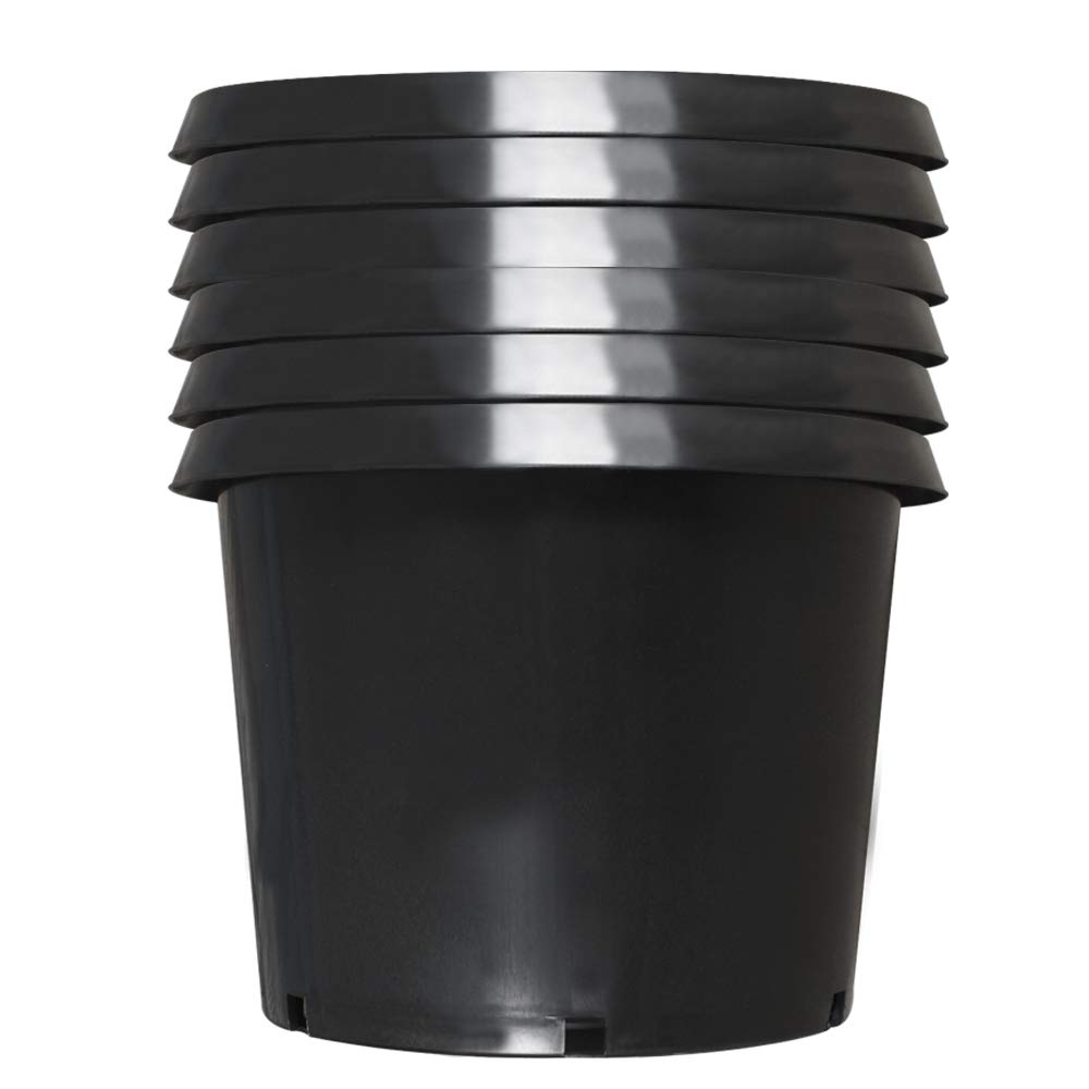 5-Pack 25 Gallon Plastic Plant Nursery Pots - Heavy Duty Garden Planter Containers for Indoor/Outdoor Plants, Vegetables & Seedlings - Durable Injection Molded Flower Pots for Gardening, Landscaping & Home Decor (Black)