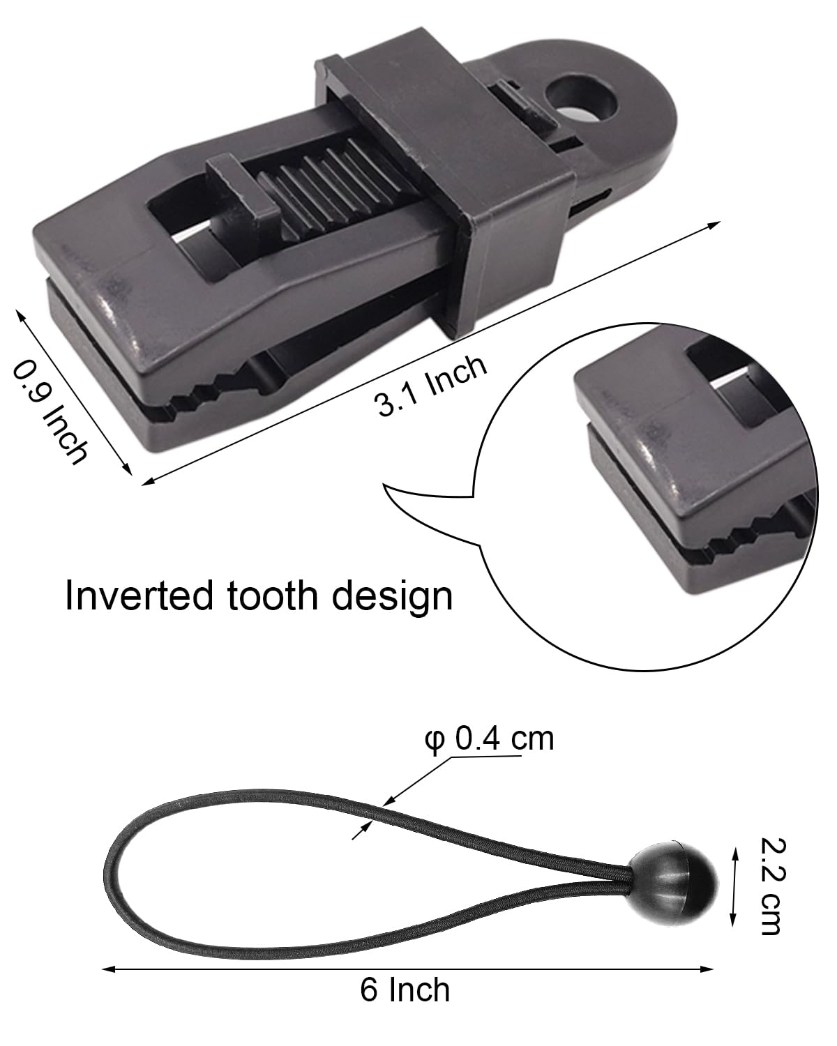Heavy Duty Tarp Clips 40-Pack - Locking Grip Tent Clamps, Secure Tarp Hold Down Clips for Canopy & Awning (Black) - Perfect for Camping, Outdoor Events & Emergency Shelter Setup
