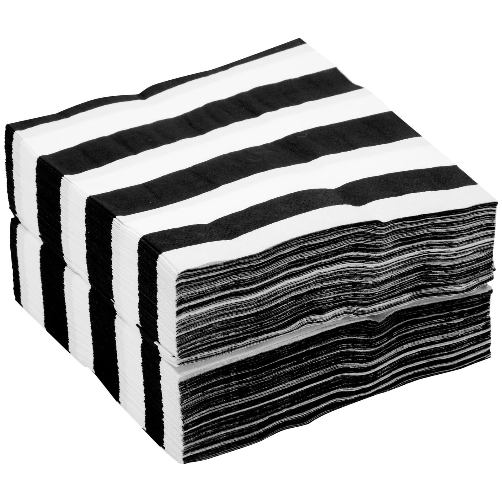 150 Pack Black and White Striped Disposable Paper Napkins - 6.5x6.5 Inch Elegant Party Napkins for Birthday, Baby Shower, Graduation, Wedding, Dinner & Holiday Celebrations