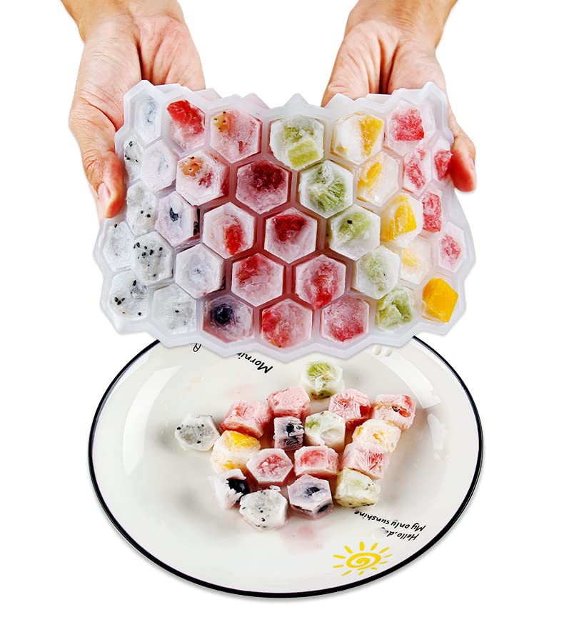 Silicone Ice Cube Tray - Easy Release 36 Small Nugget Ice Tray with Spill-Proof Cover & Storage Bucket, Flexible Ice Cube Molds with Container (White) - Perfect for Cocktails, Iced Coffee & Home Bar Use
